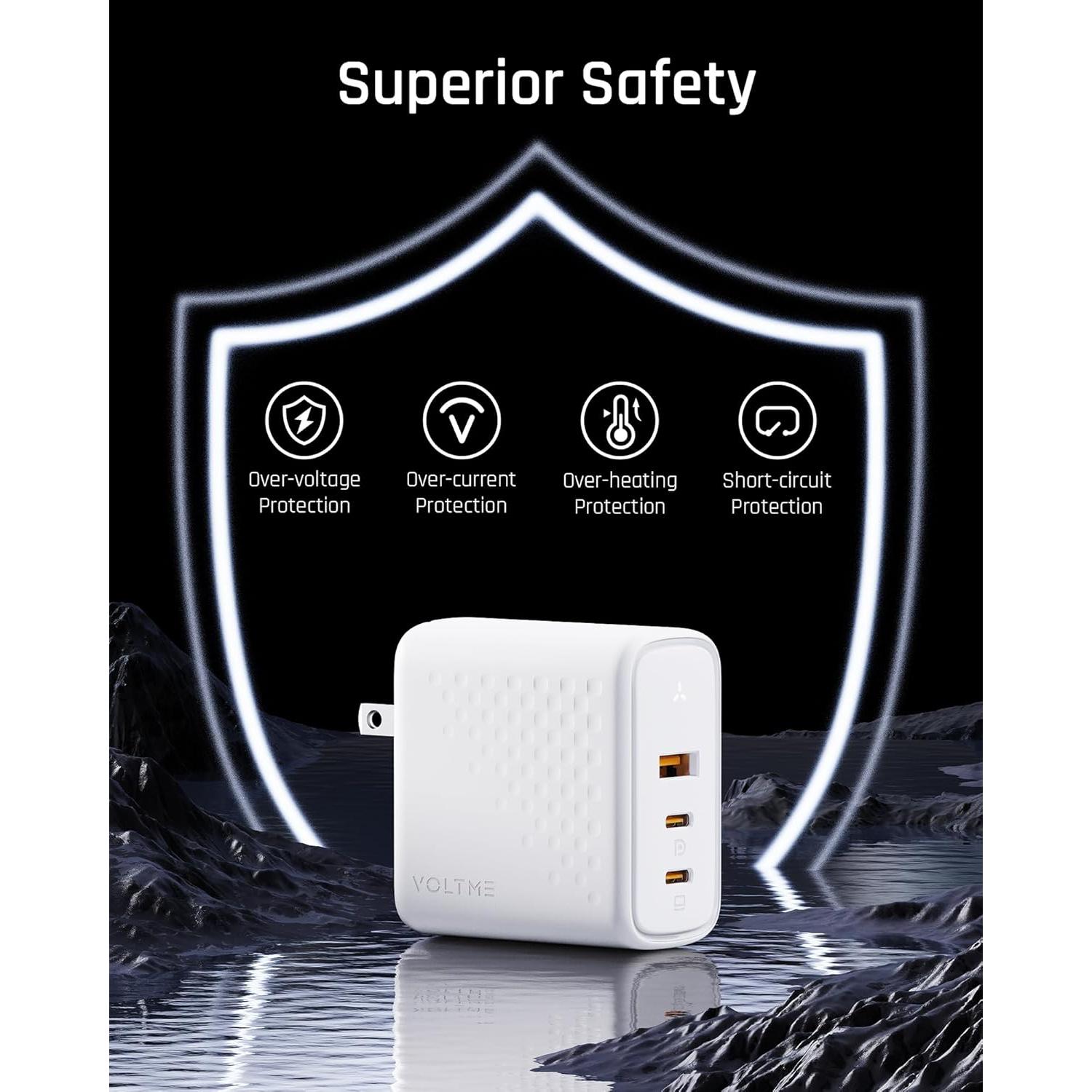 Cargador de Pared VOLTME 100W GaN III USB-C Plegable