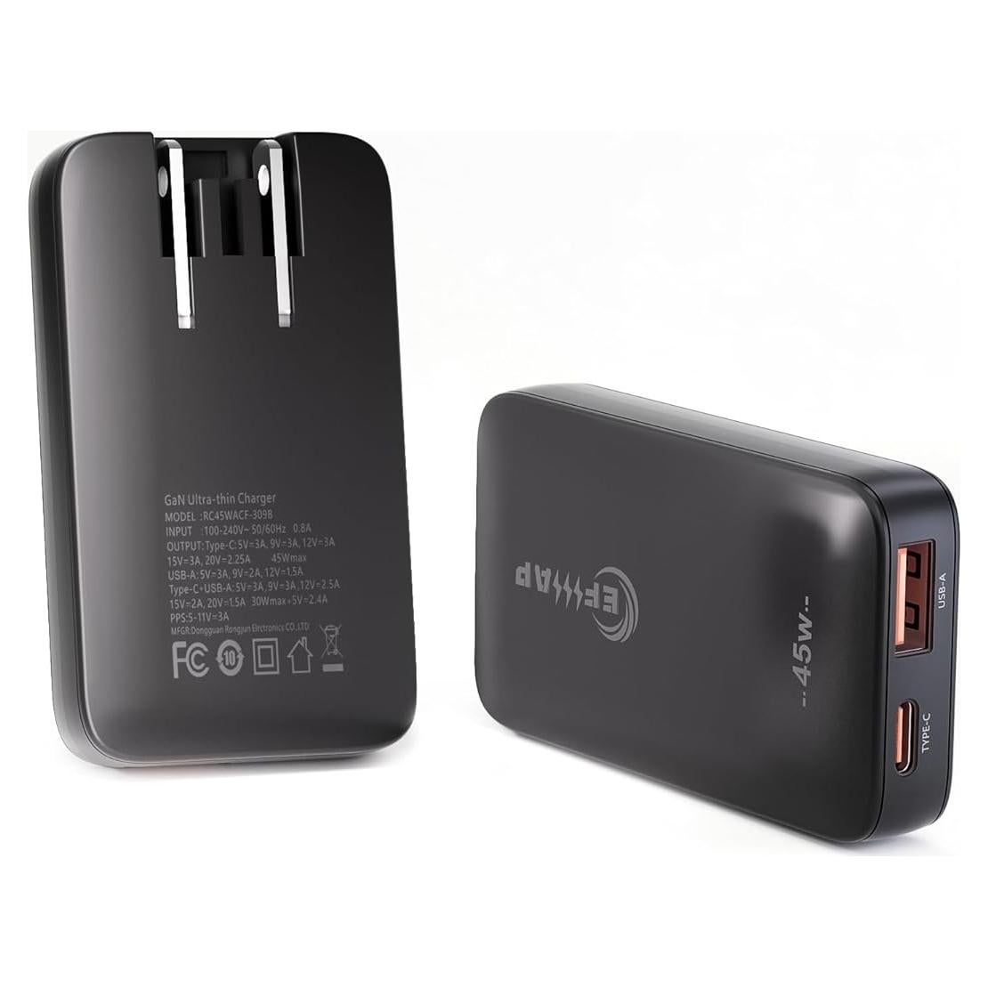 Cargador de Pared USB-C 45W EFIIIAP Doble Puerto Rápido