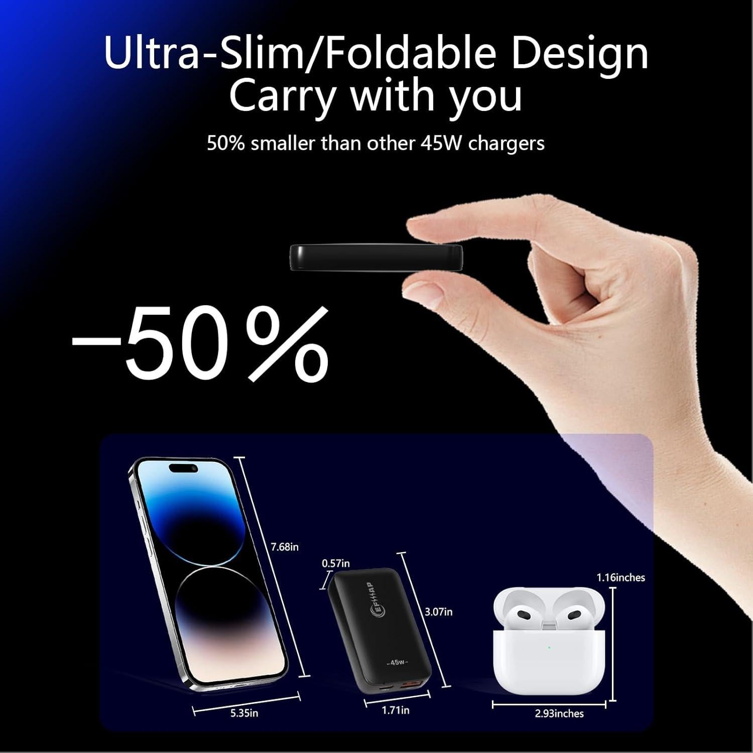 Cargador de Pared USB-C 45W EFIIIAP Doble Puerto Rápido