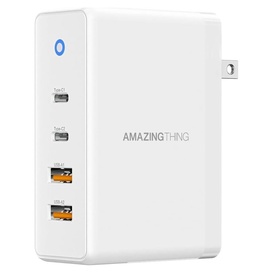 Cargador de pared 100W GaN con 2 USB-C y 2 USB-A blanco