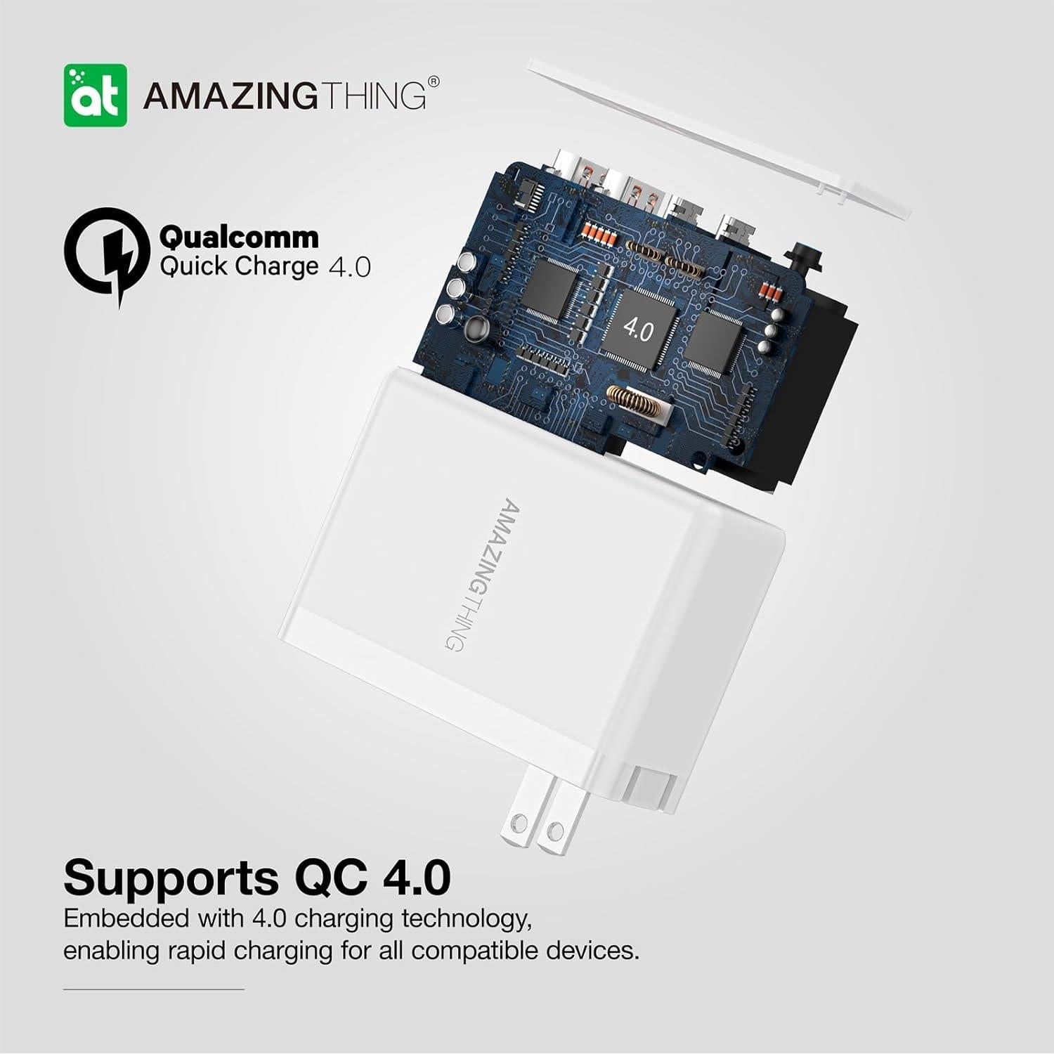 Cargador de pared 100W GaN con 2 USB-C y 2 USB-A blanco