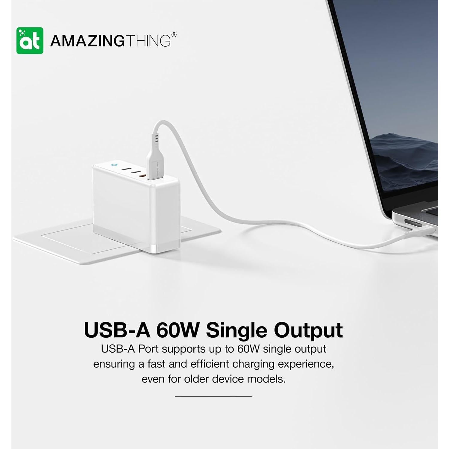 Cargador de pared 100W GaN con 2 USB-C y 2 USB-A blanco