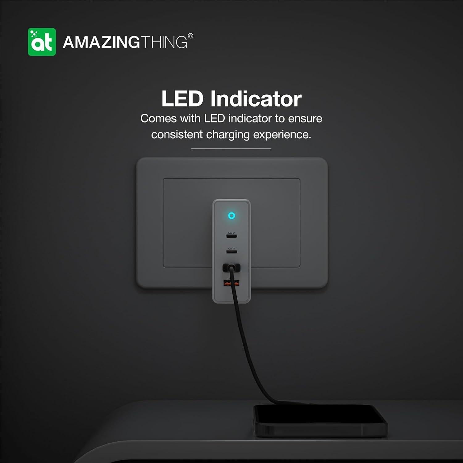 Cargador de pared 100W GaN con 2 USB-C y 2 USB-A blanco