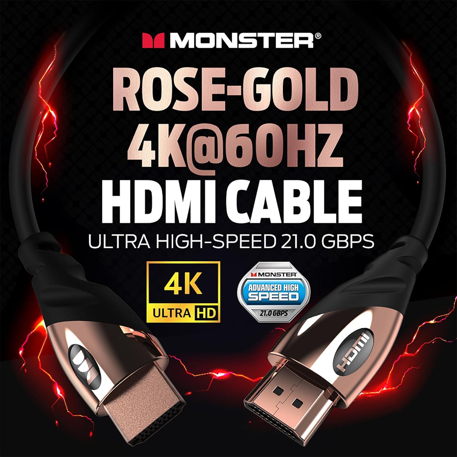 Cable HDMI Monster Rosa Oro 1.83 m 4K 60Hz Alta Velocidad