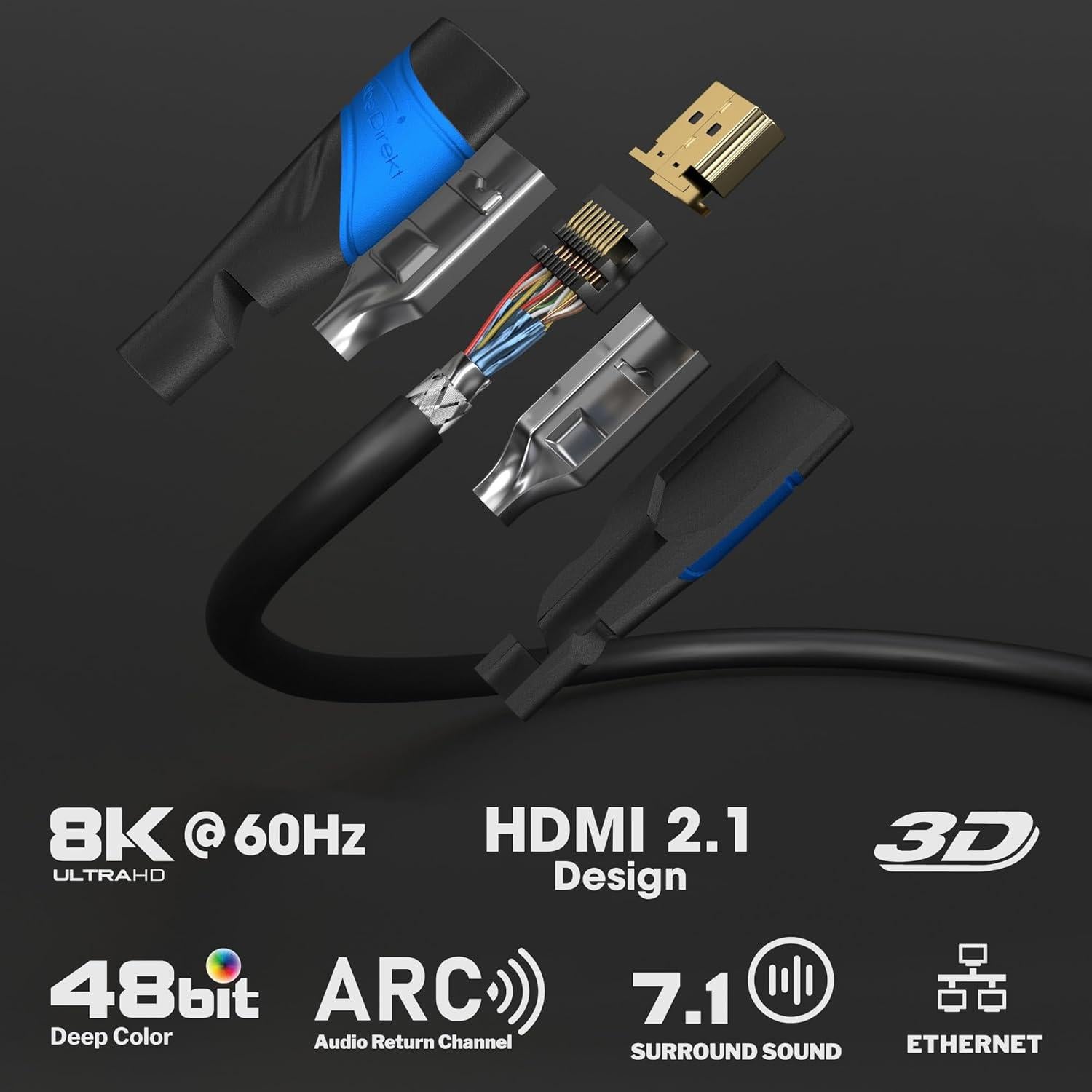 Cable HDMI 8K 0.9m KabelDirekt - Soporta 10K/8K/4K