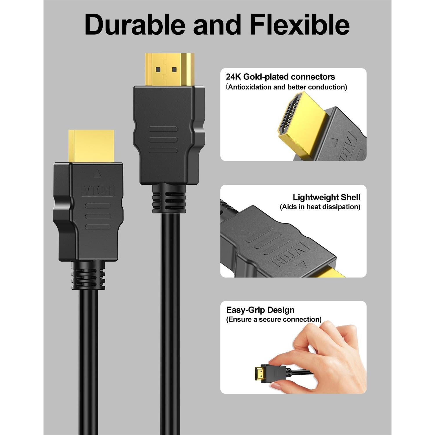 Cable HDMI 4K 1.83M DoroJepi 2-Pack Alta Velocidad
