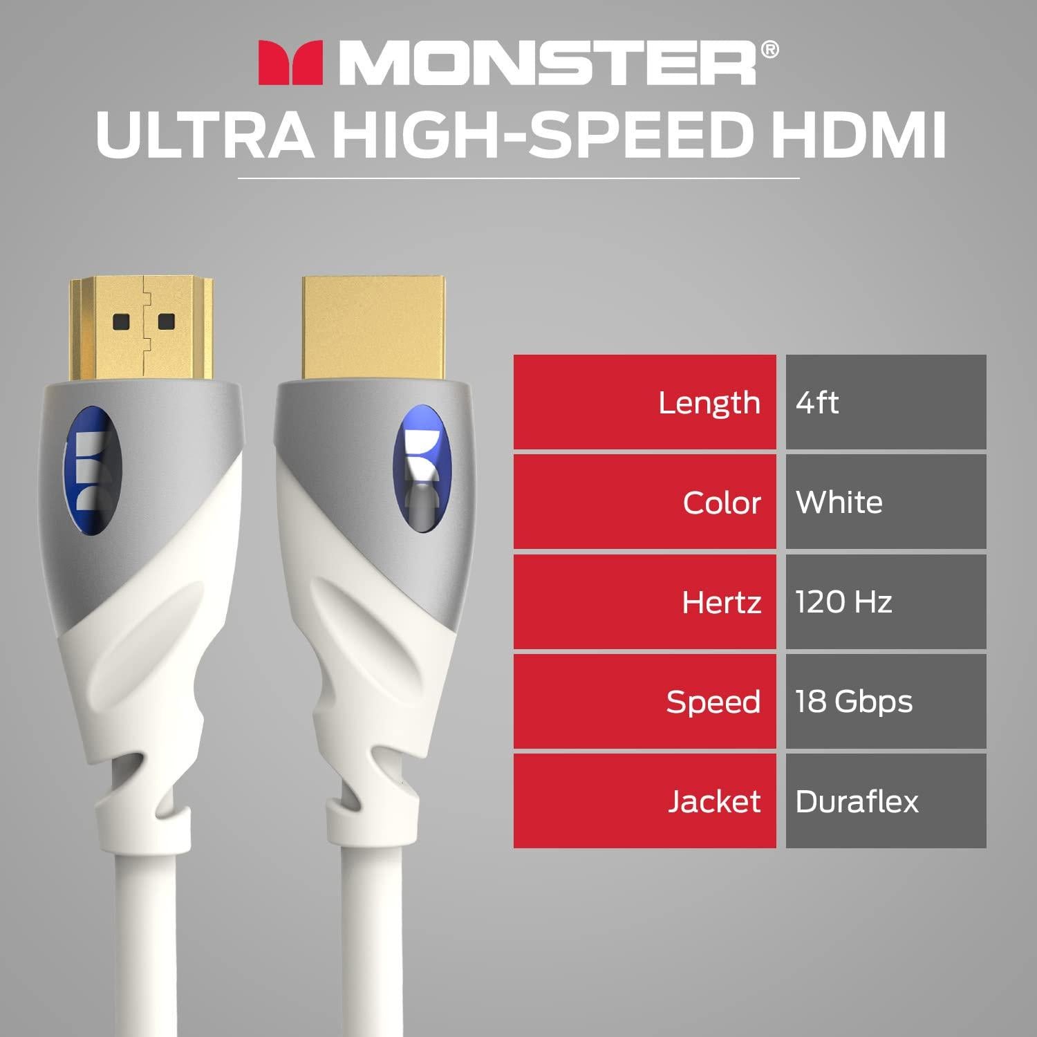 Cable HDMI Monster 4K Ultra HD 1.22 m con Ethernet y V-Grip