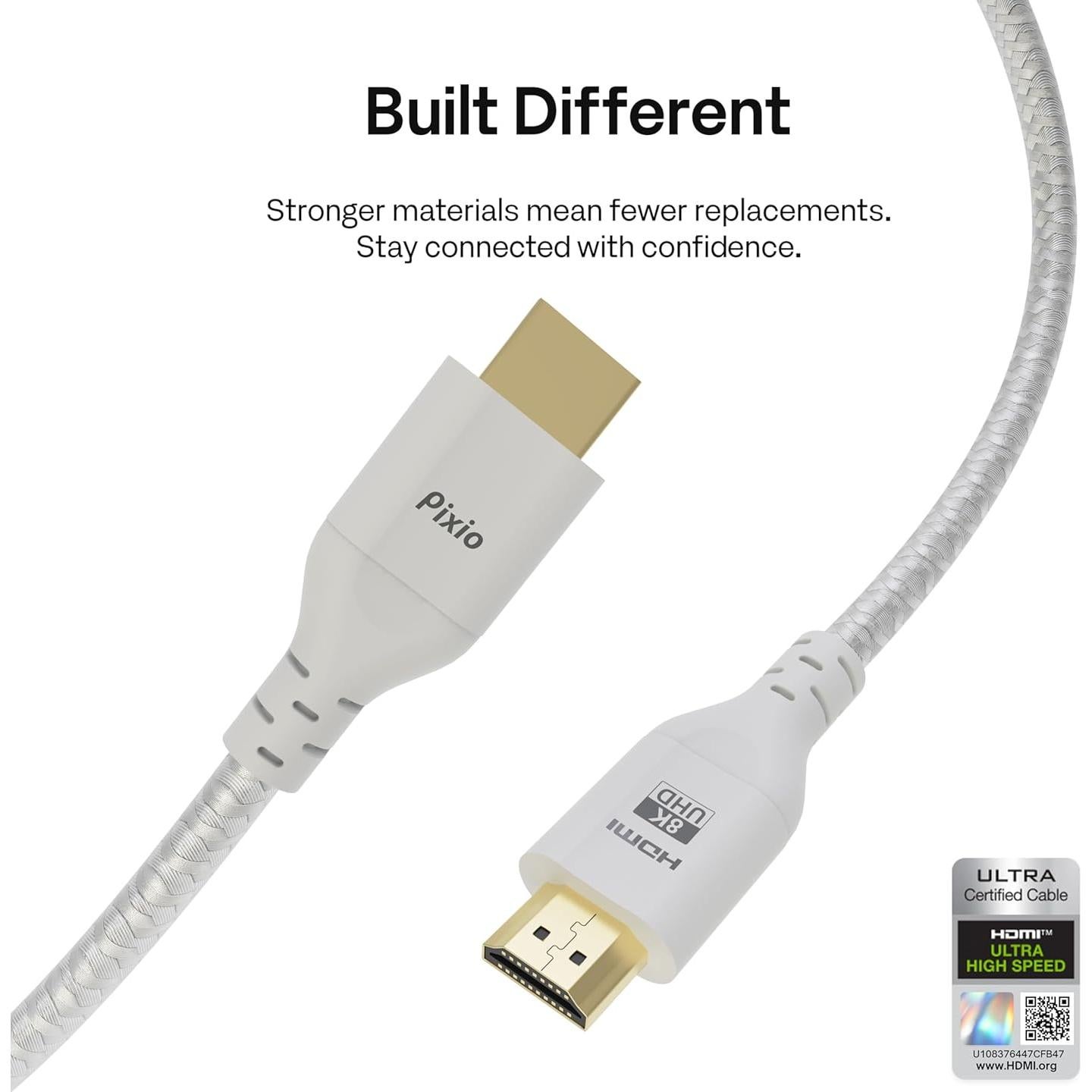 Cable HDMI 2.1 Pixio Blanco 3.05 m Ultra Alta Velocidad 8K