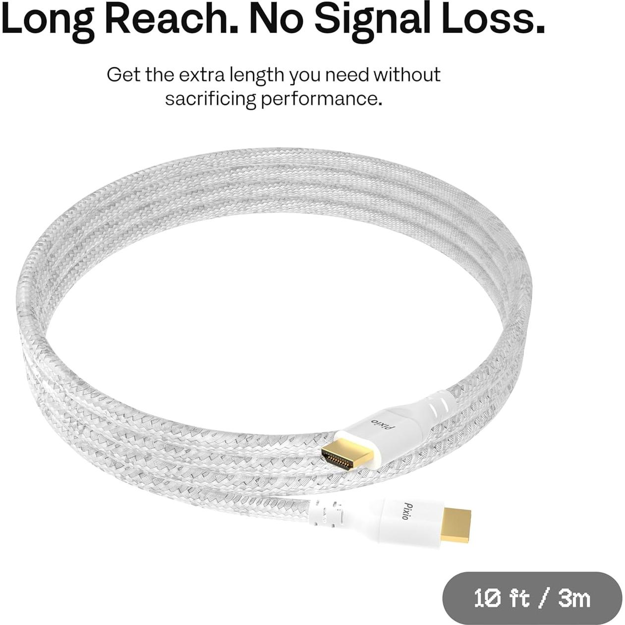 Cable HDMI 2.1 Pixio Blanco 3.05 m Ultra Alta Velocidad 8K