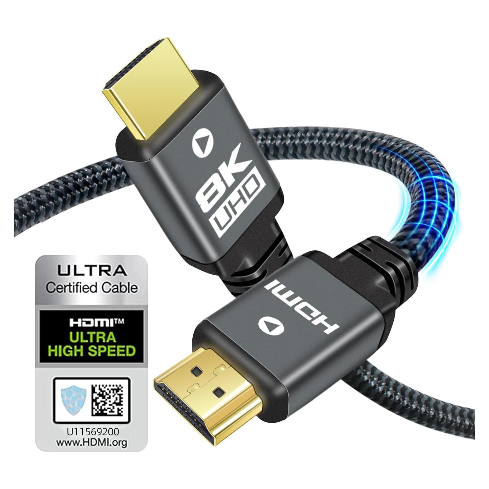 Cable HDMI 2.1 8K Yauhody 3m Alta Velocidad Nylon Trenzado