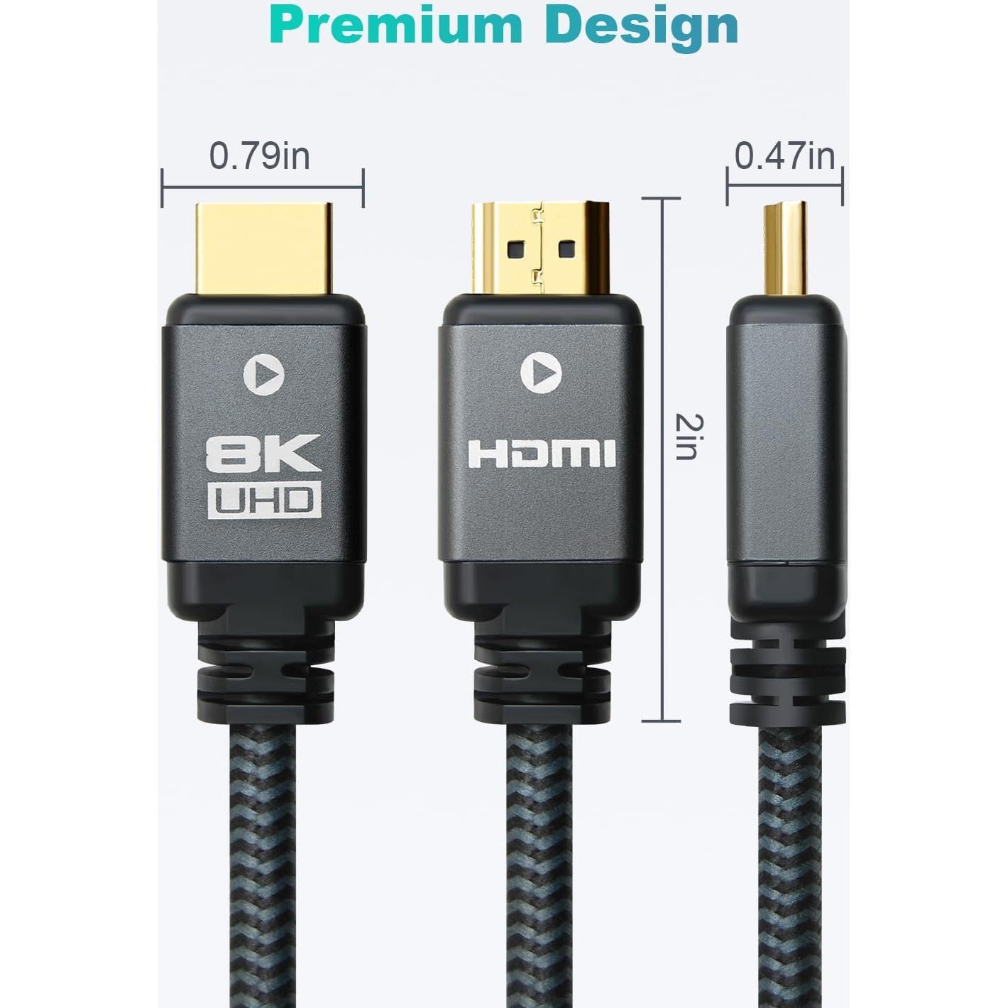 Cable HDMI 2.1 8K Yauhody 3m Alta Velocidad Nylon Trenzado