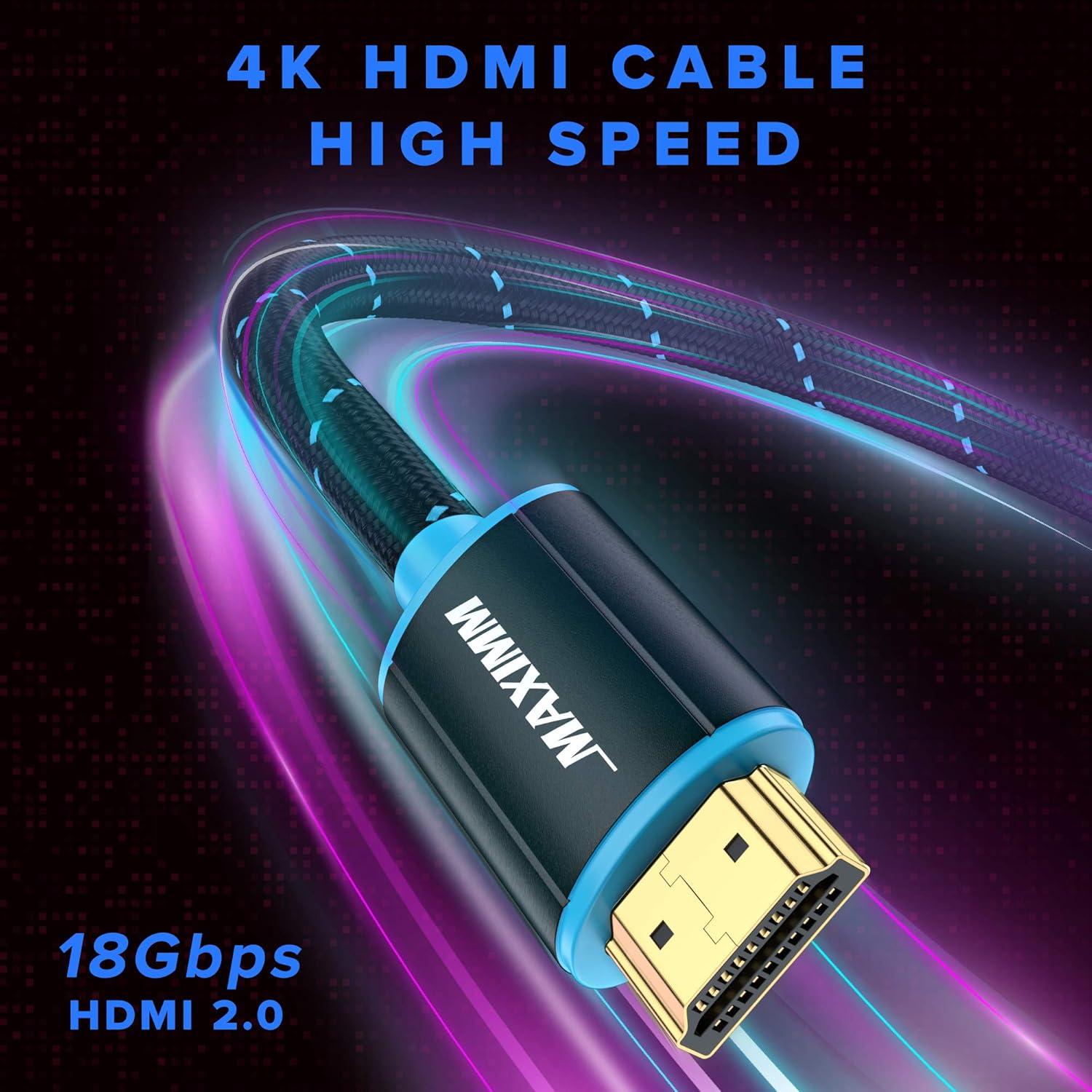 Cable HDMI 4K Maximm 1.22m Trenzado Nylon 18Gbps 60Hz