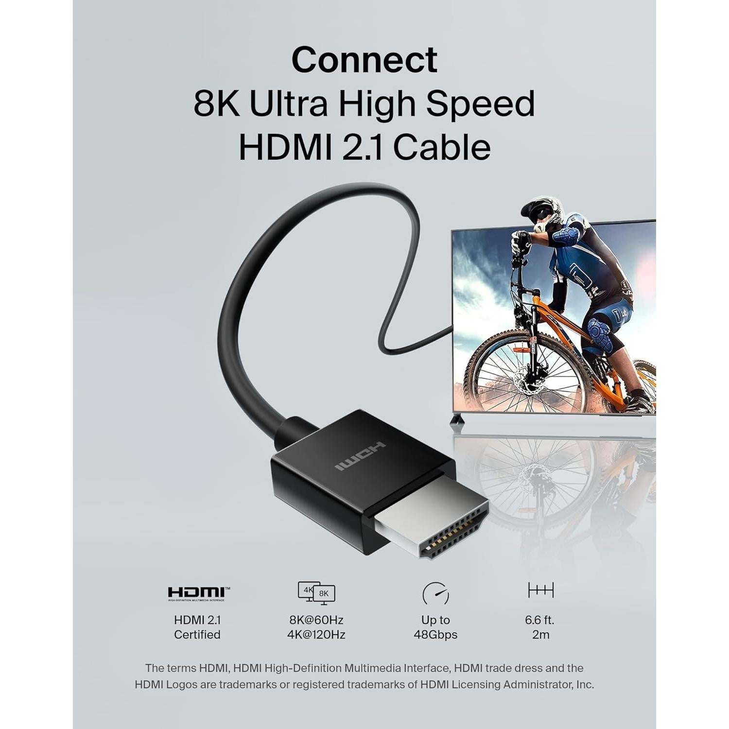 Cable HDMI 2.1 Ultra HD Belkin 2M 48Gbps 4K 8K Dolby Vision