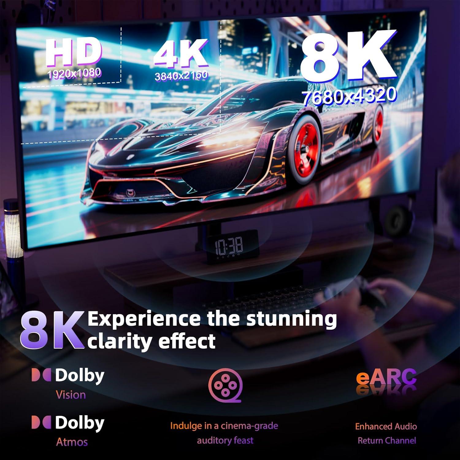 Cable HDMI Quntis 8K 3M Ultra Alta Velocidad 48Gbps