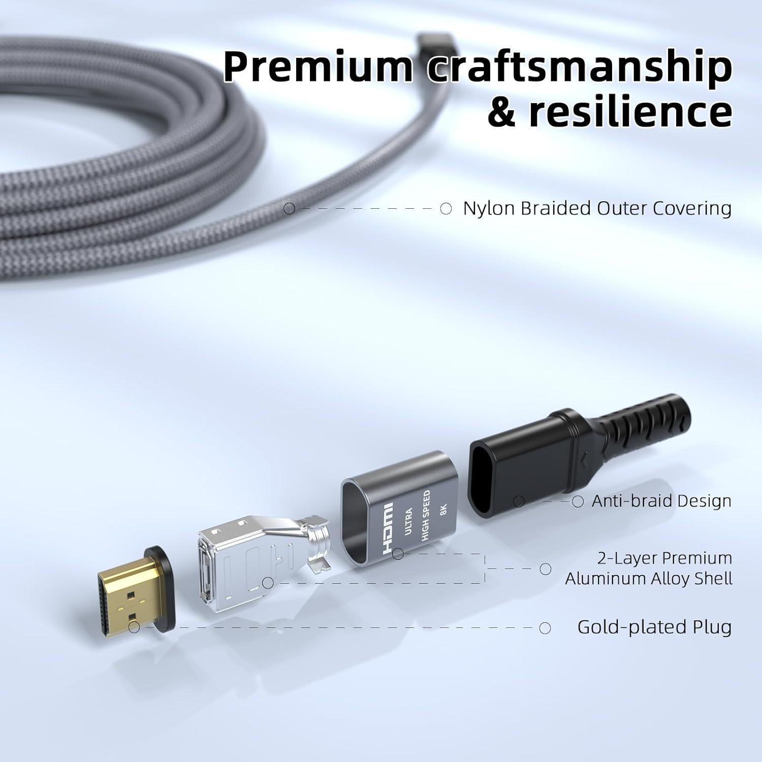 Cable HDMI Quntis 8K 3M Ultra Alta Velocidad 48Gbps