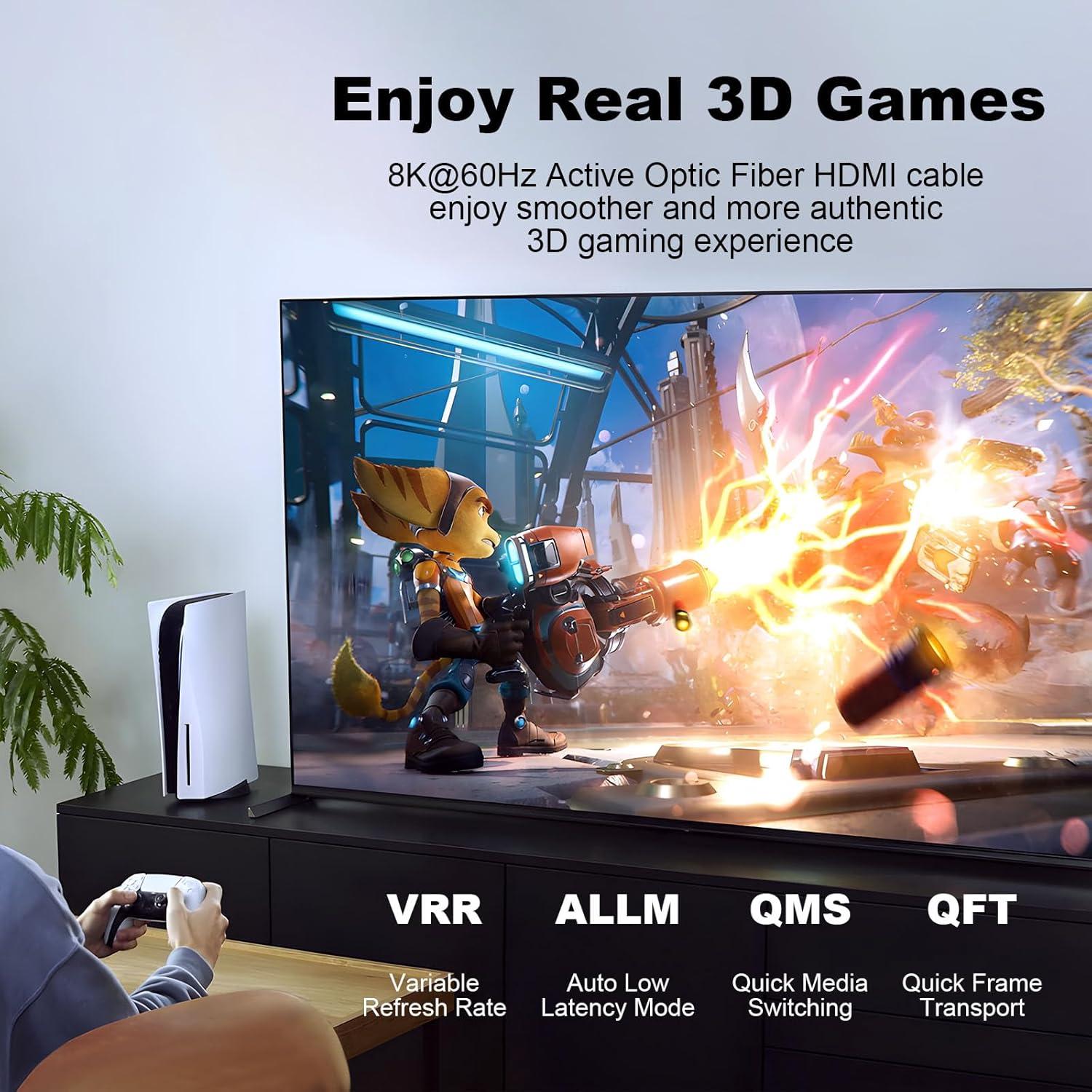 Cable HDMI 2.1 Activo de Fibra Óptica 12m 8K 4K 48Gbps ShengKai