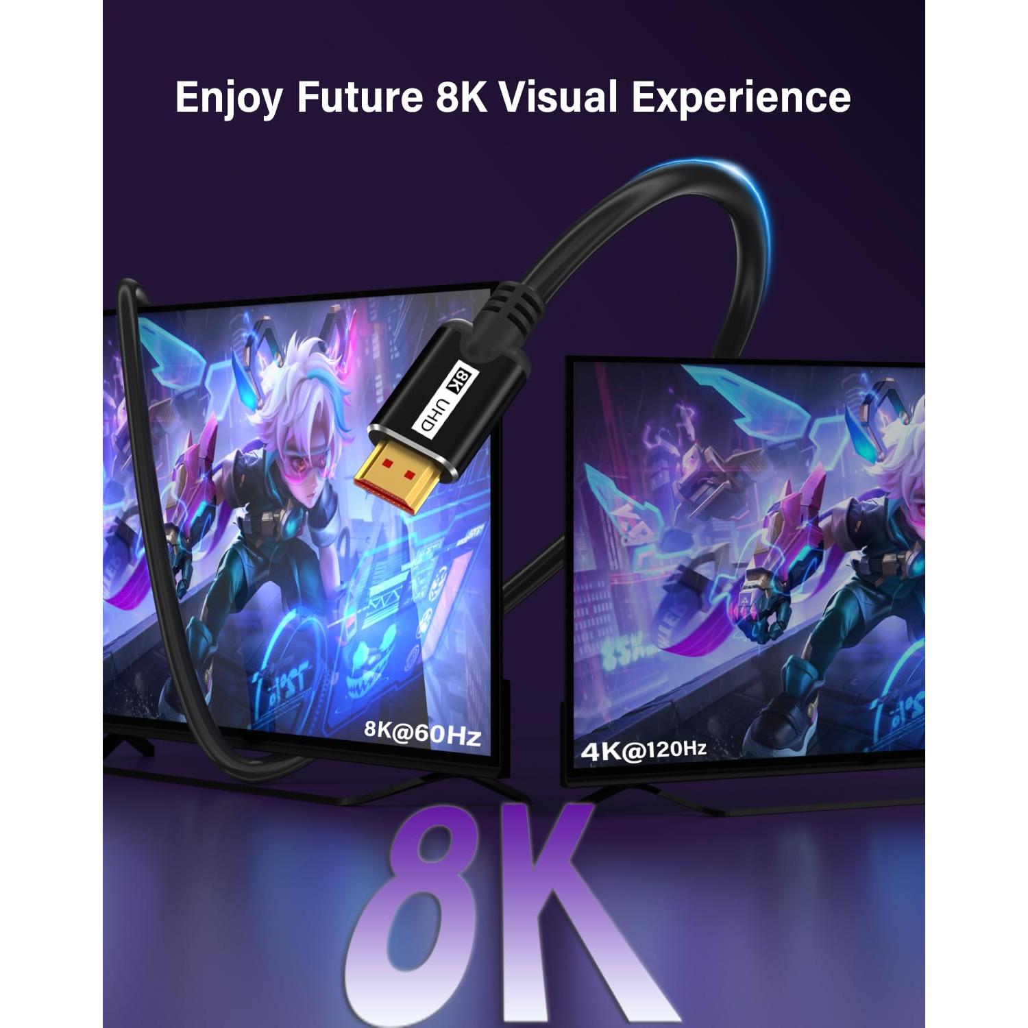 Cable HDMI 8K 1.5M KOMGIKL Alta Velocidad 48Gbps Soporta 8K