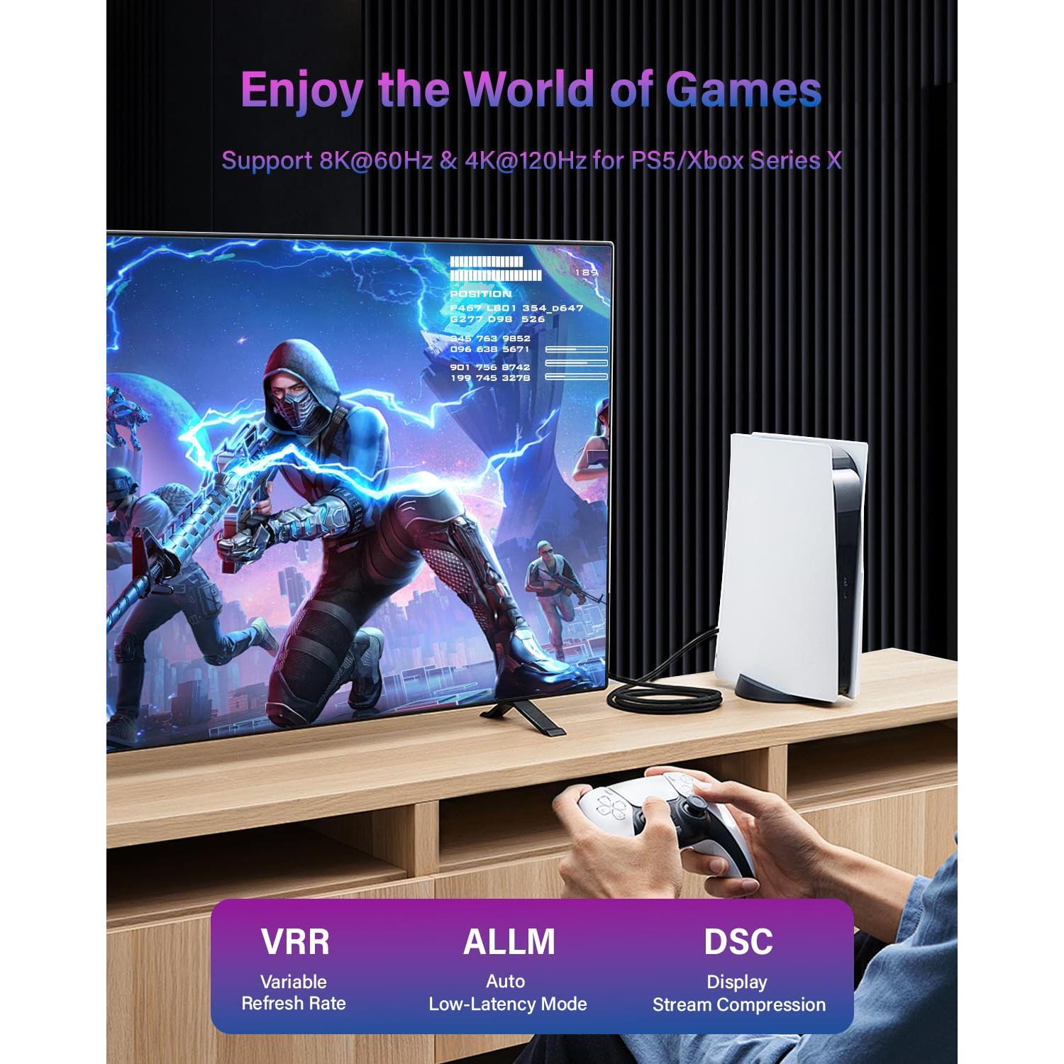 Cable HDMI 8K 1.5M KOMGIKL Alta Velocidad 48Gbps Soporta 8K