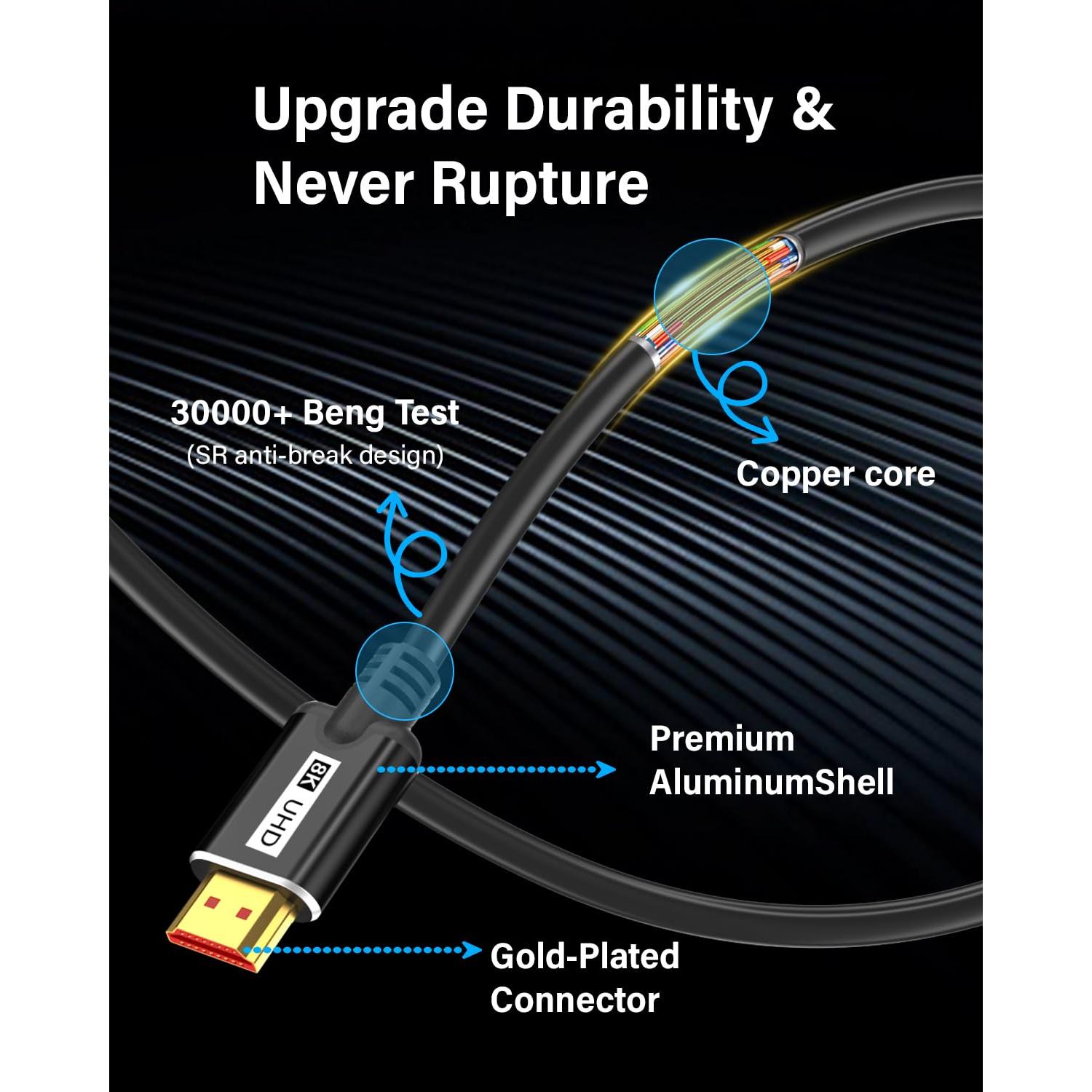 Cable HDMI 8K 1.5M KOMGIKL Alta Velocidad 48Gbps Soporta 8K