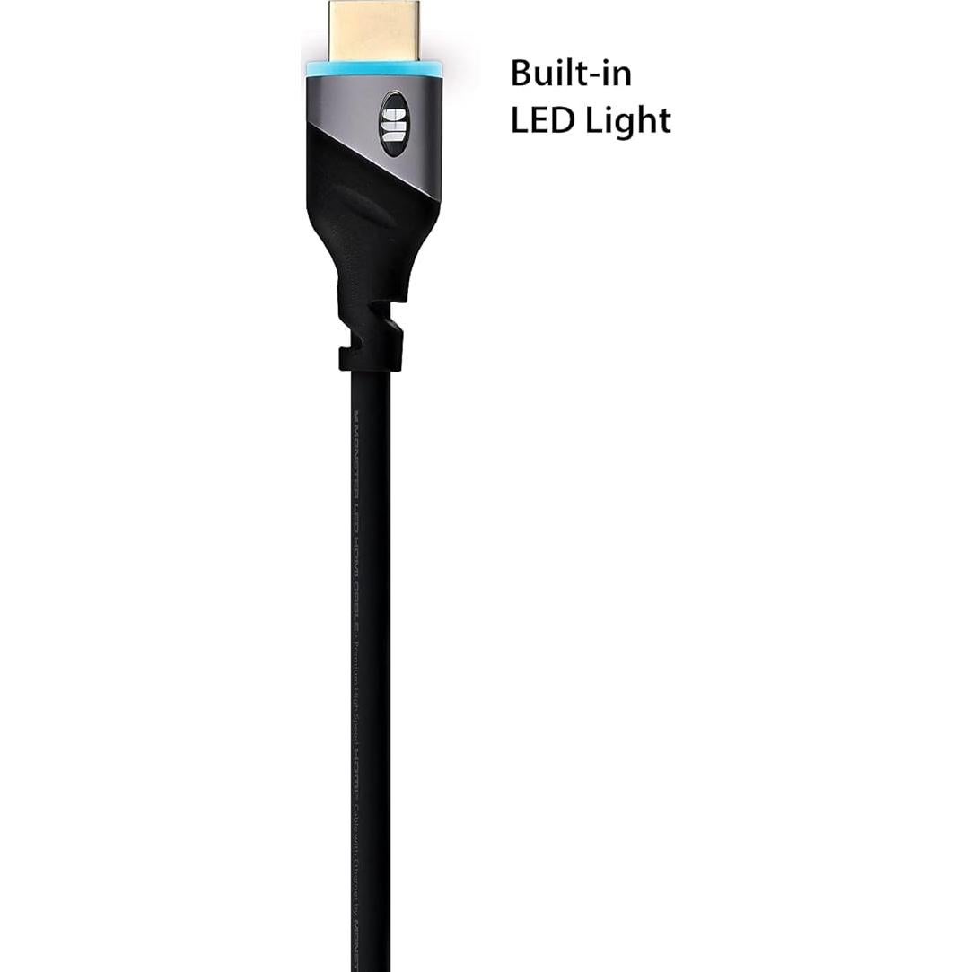 Cable HDMI Monster 1.83m Alta Velocidad 4K HDR Luz LED Azul