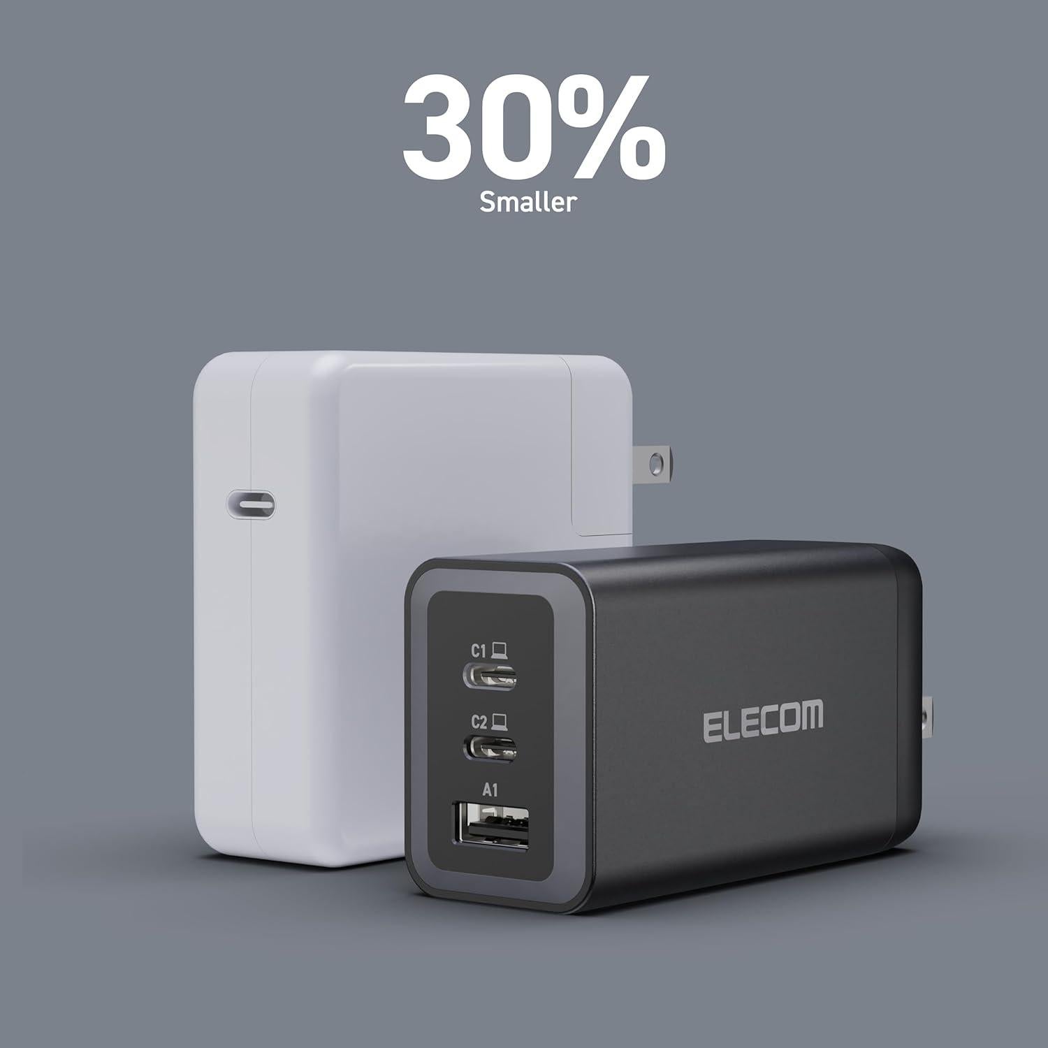 Cargador de pared USB-C 120W ELECOM, 3 puertos, carga rápida