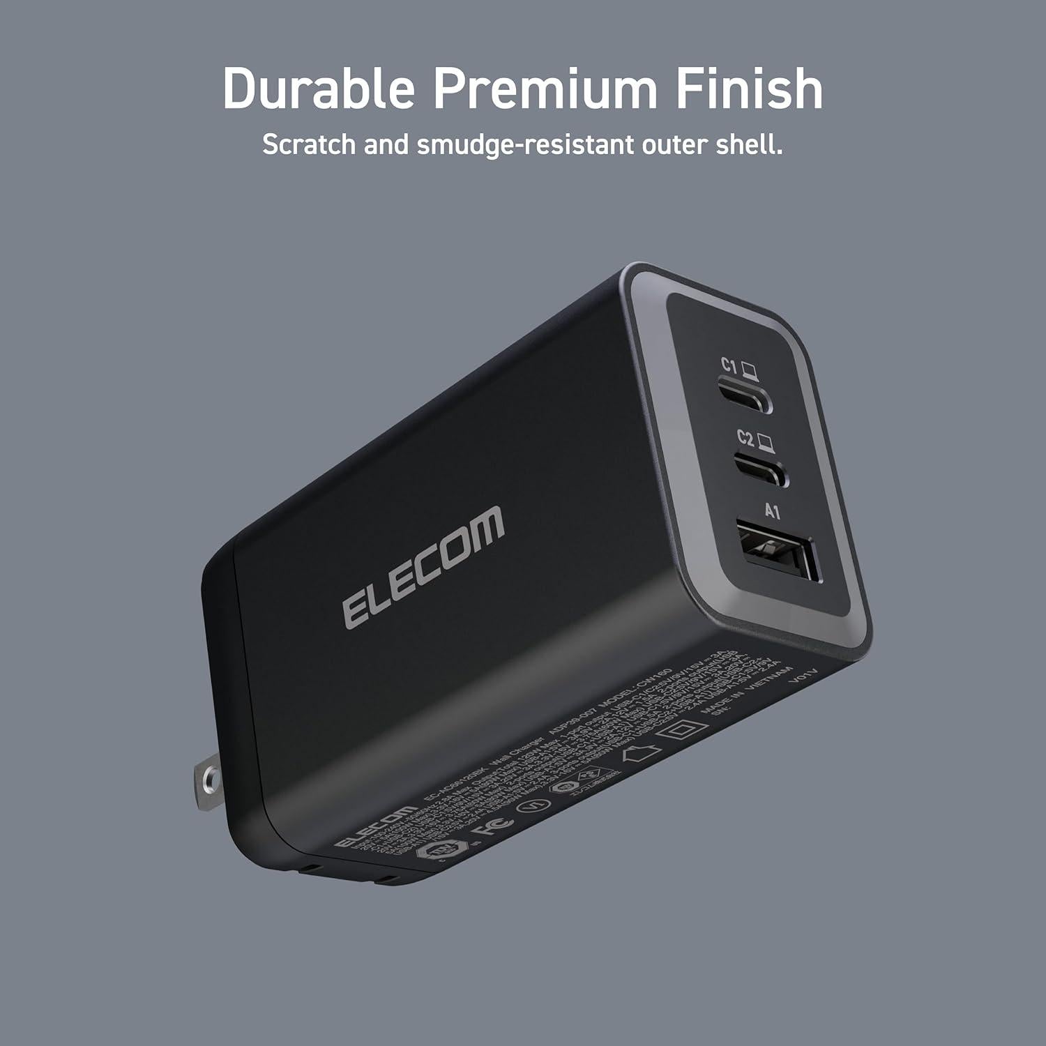 Cargador de pared USB-C 120W ELECOM, 3 puertos, carga rápida