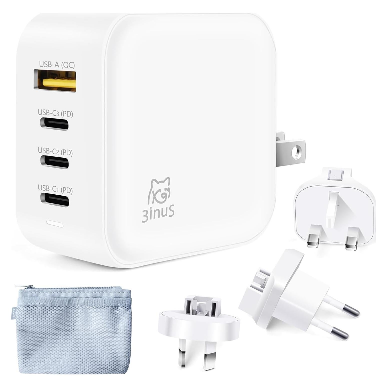 Cargador de pared USB-C 100W 3inuS con 4 puertos y adaptadores