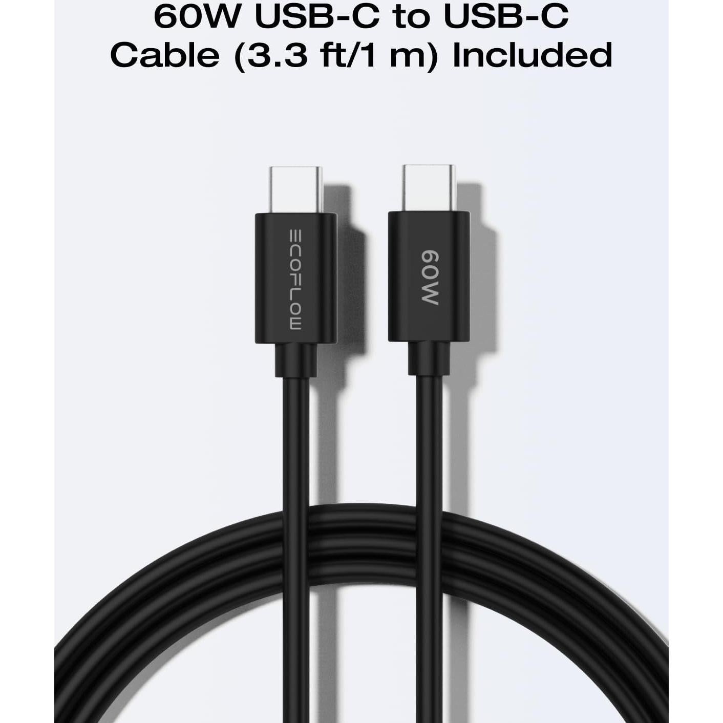 Cargador USB C EF ECOFLOW 30W Rápido Plegable Plateado