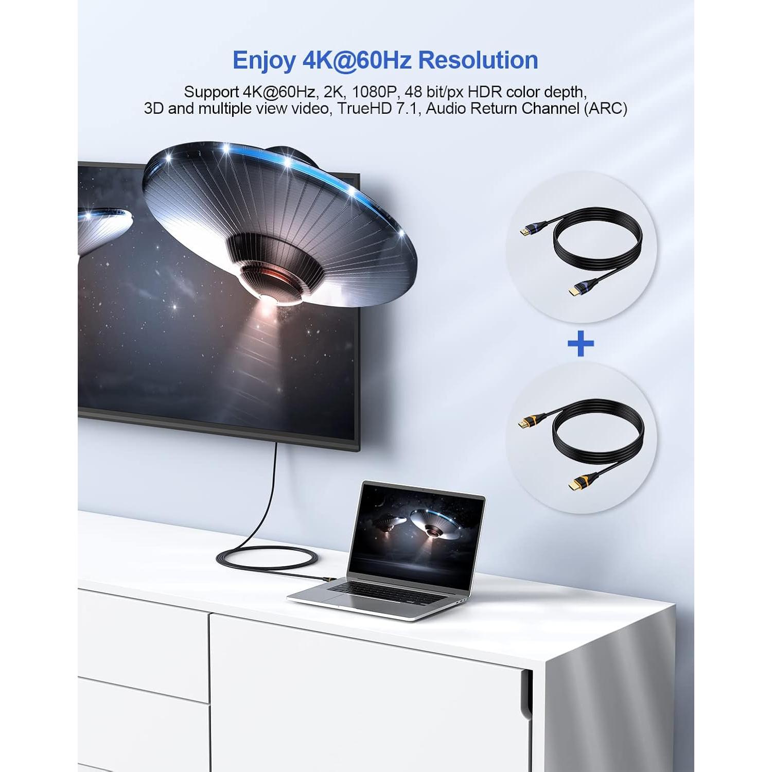 Cable HDMI 4K 2.0 ApoJodly 2.01m 10-Pack Alta Velocidad