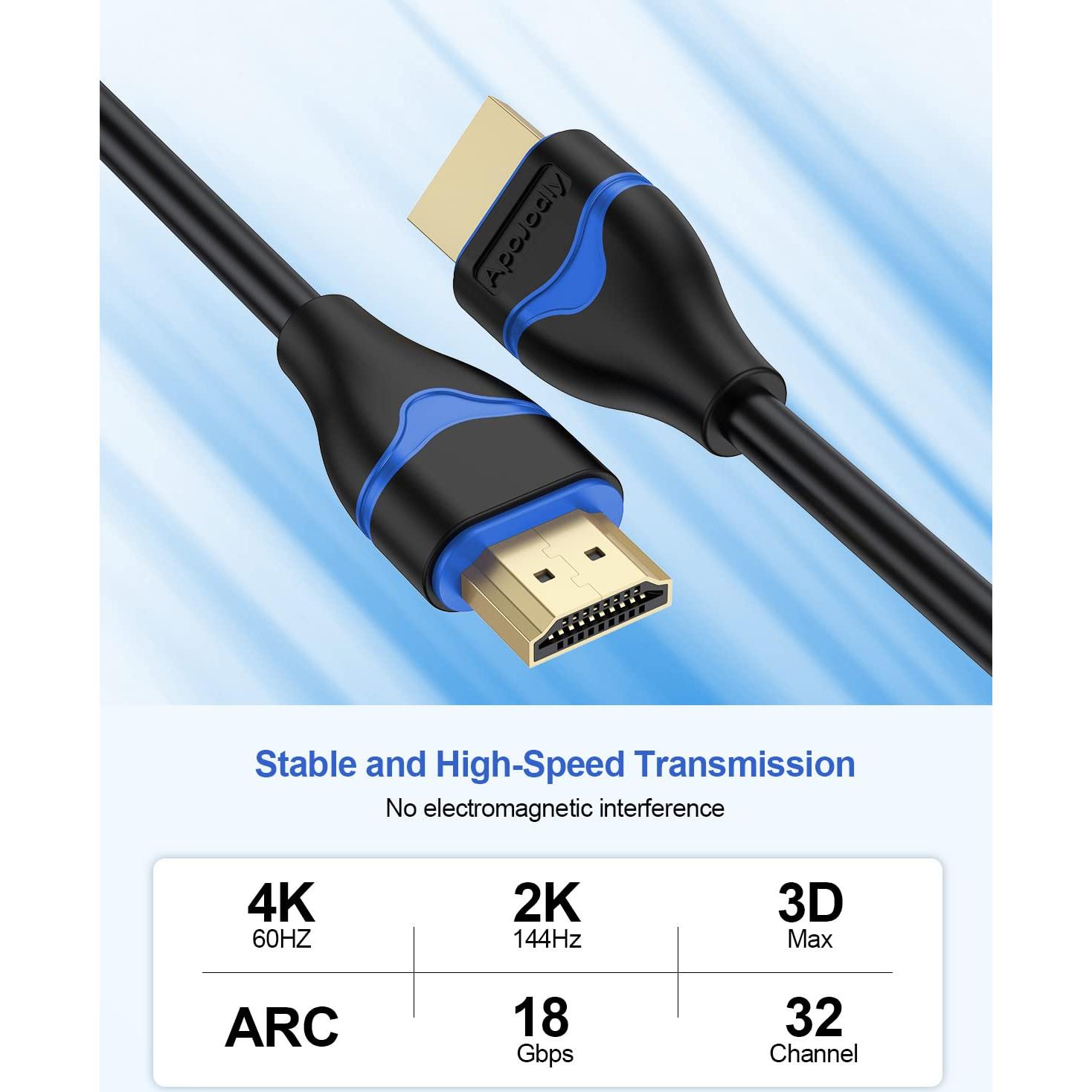 Cable HDMI 4K 2.0 ApoJodly 2.01m 10-Pack Alta Velocidad