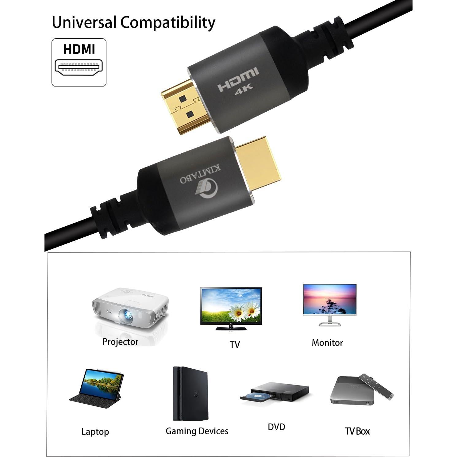 Cable HDMI KIMTABO 9.14 m 4K 30Hz Alta Velocidad