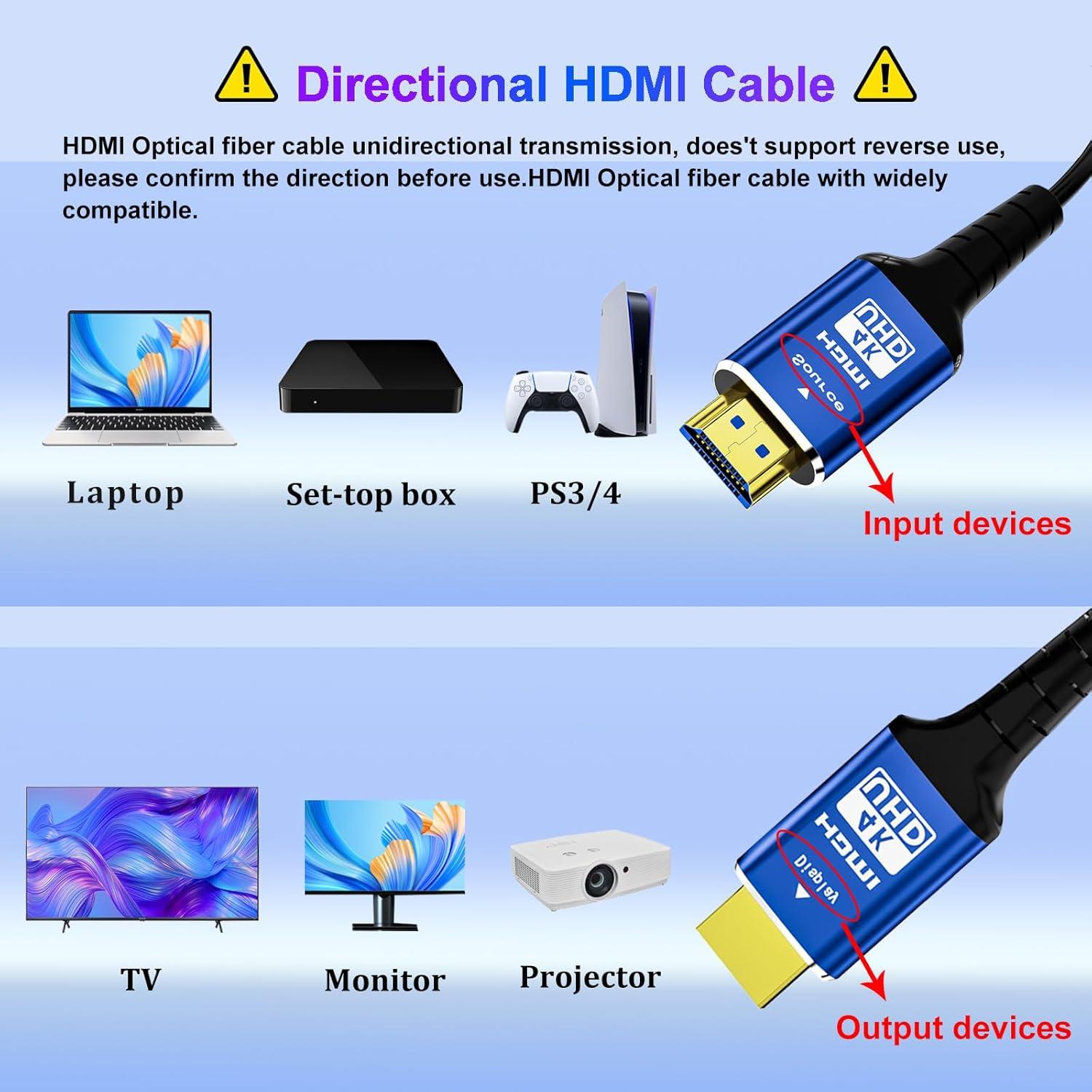 Cable HDMI de fibra óptica 30.48 m Adrenenjoyer 4K 60Hz
