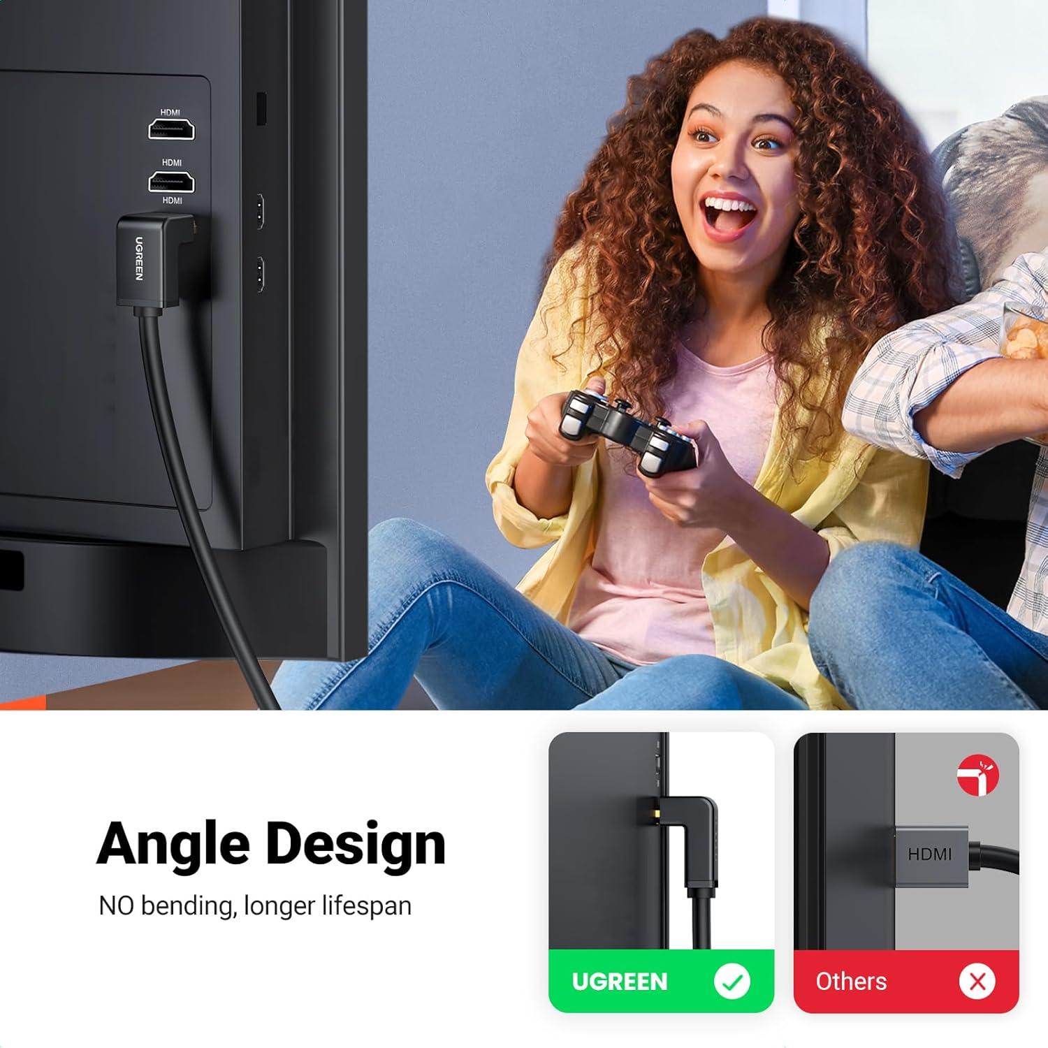 Cable HDMI UGREEN 1.01m 4K 90 Grados Alta Velocidad