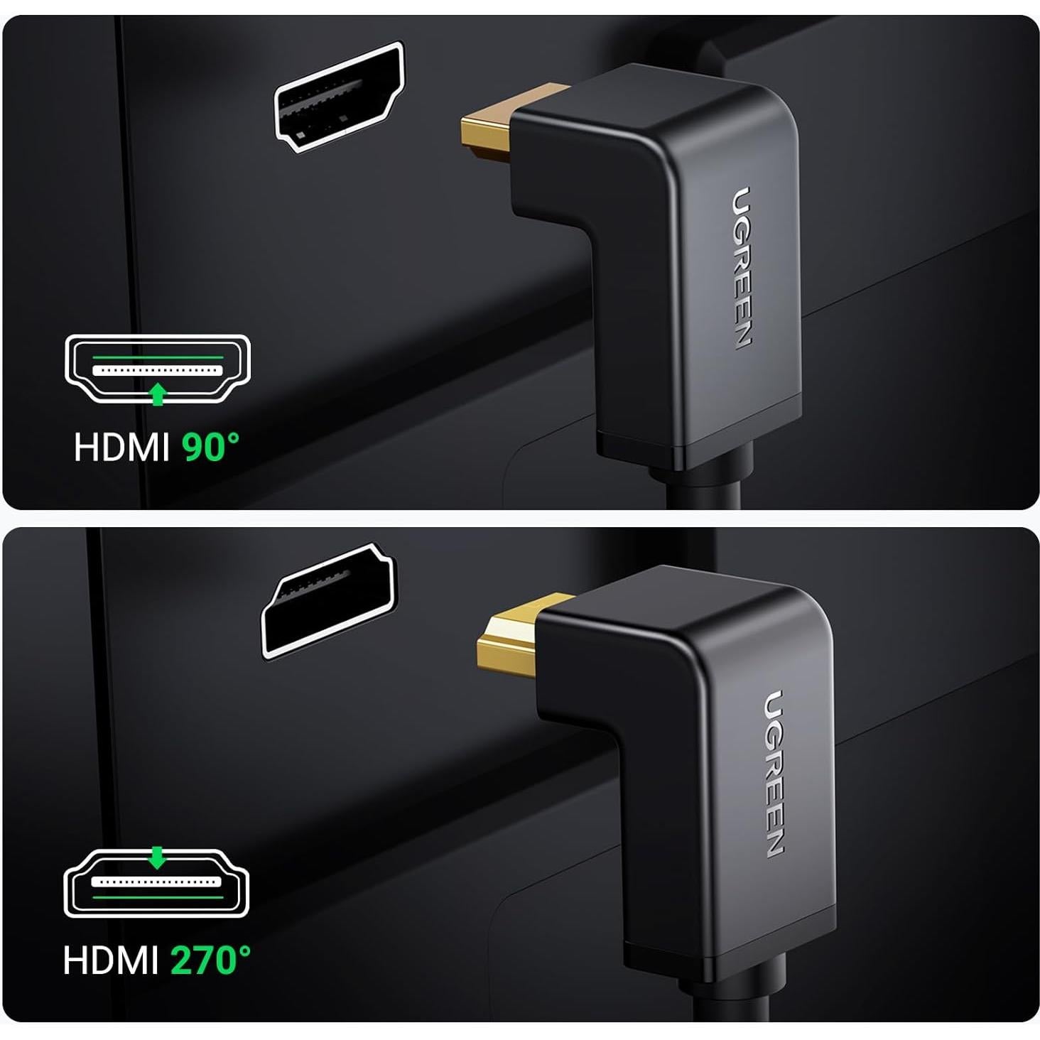 Cable HDMI UGREEN 1.01m 4K 90 Grados Alta Velocidad