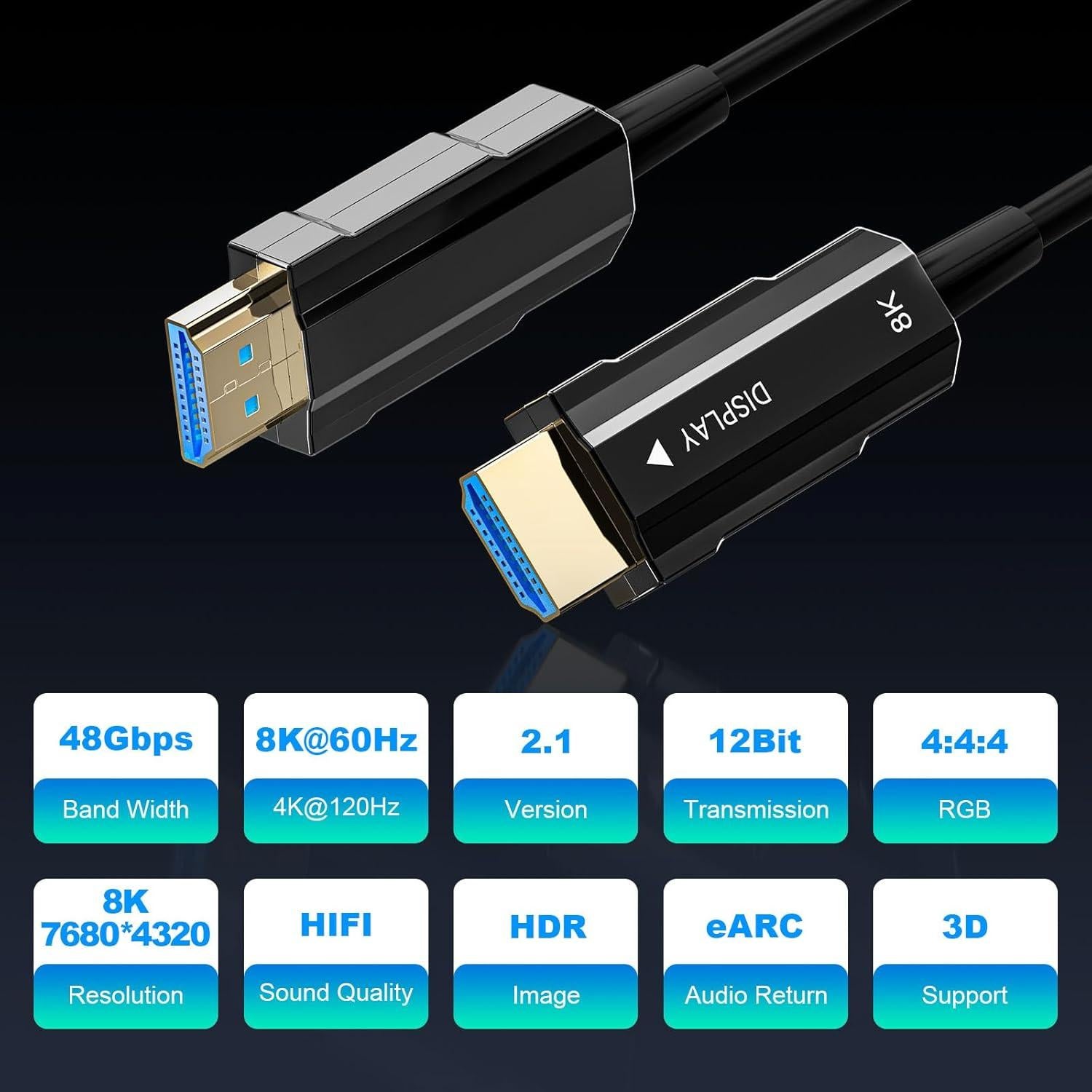 Cable HDMI 8K 2.1 AST 9m Fibra Óptica Ultra Alta Velocidad