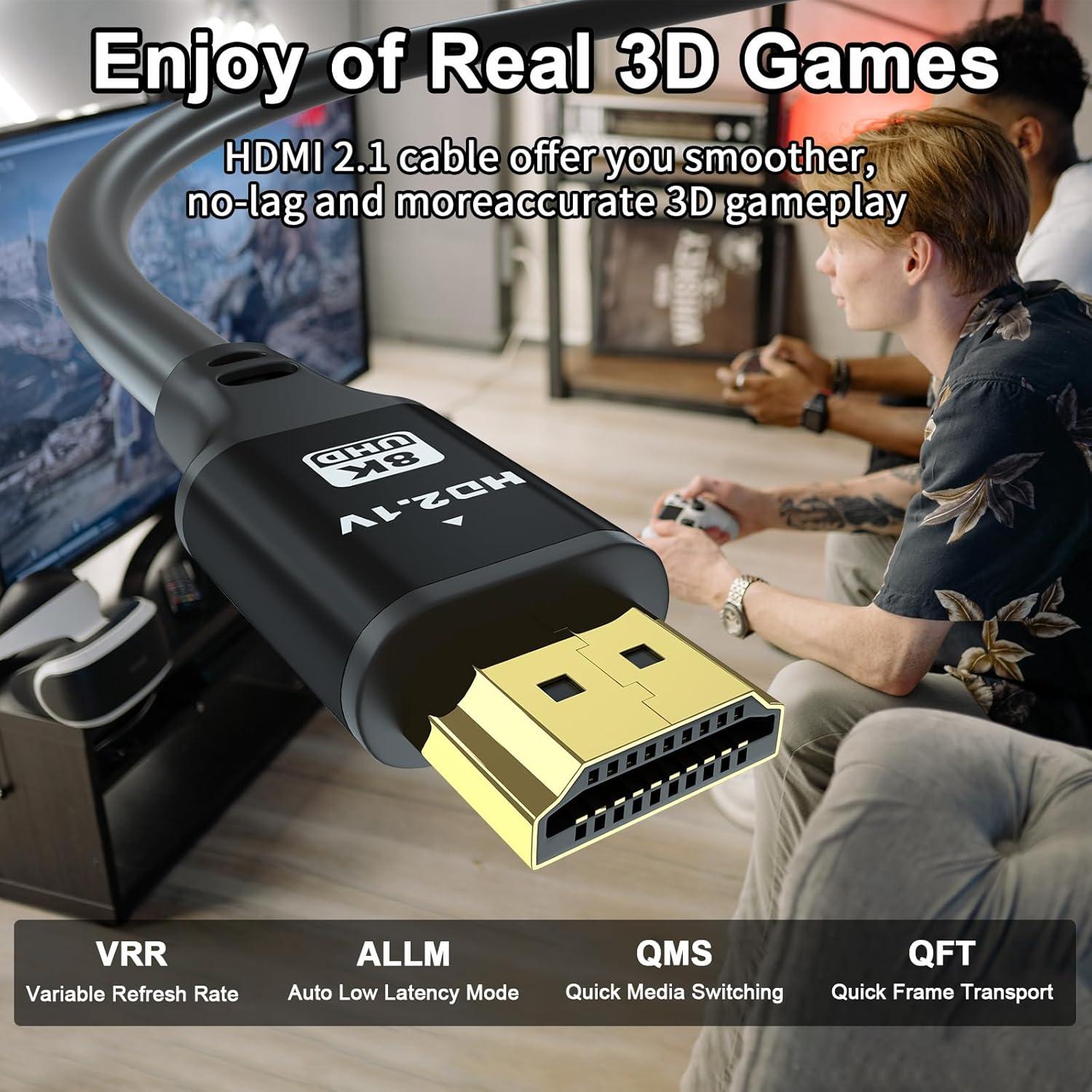 Cable HDMI 8K 1.83m 2-Pack Jojobnj Alta Velocidad 48Gbps