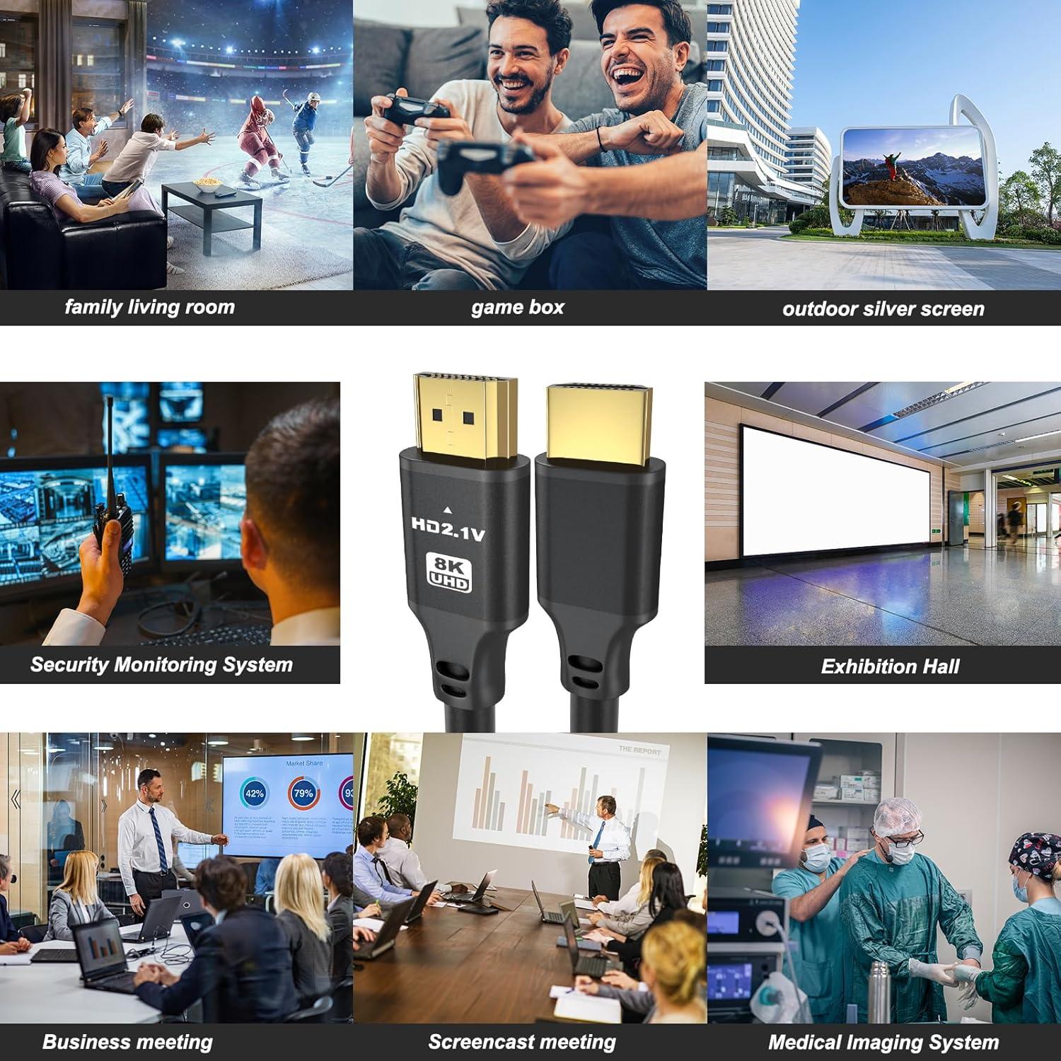 Cable HDMI 8K 1.83m 2-Pack Jojobnj Alta Velocidad 48Gbps