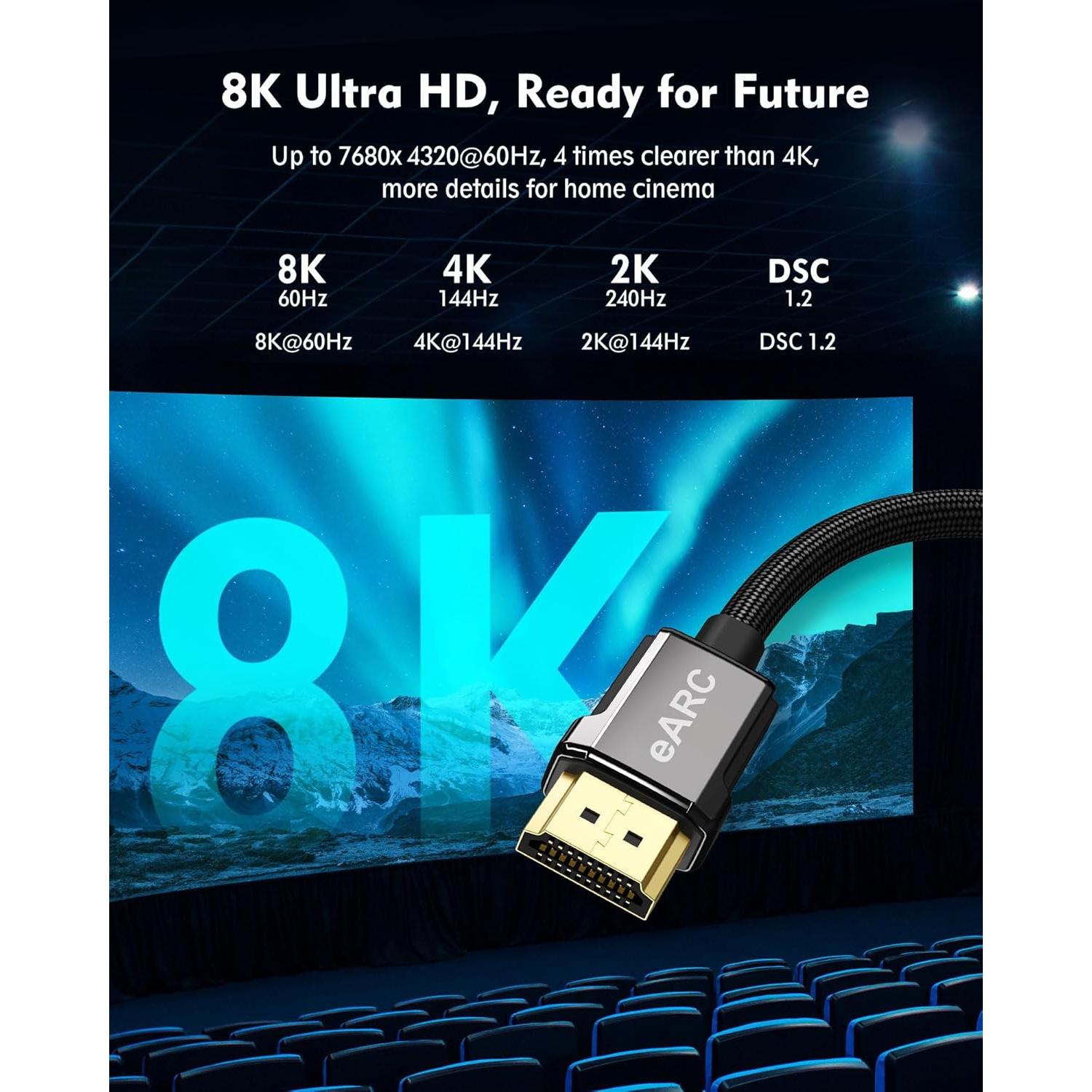 Cable HDMI 2.1 Silkland 8K 3m Ultra Alta Velocidad 48Gbps