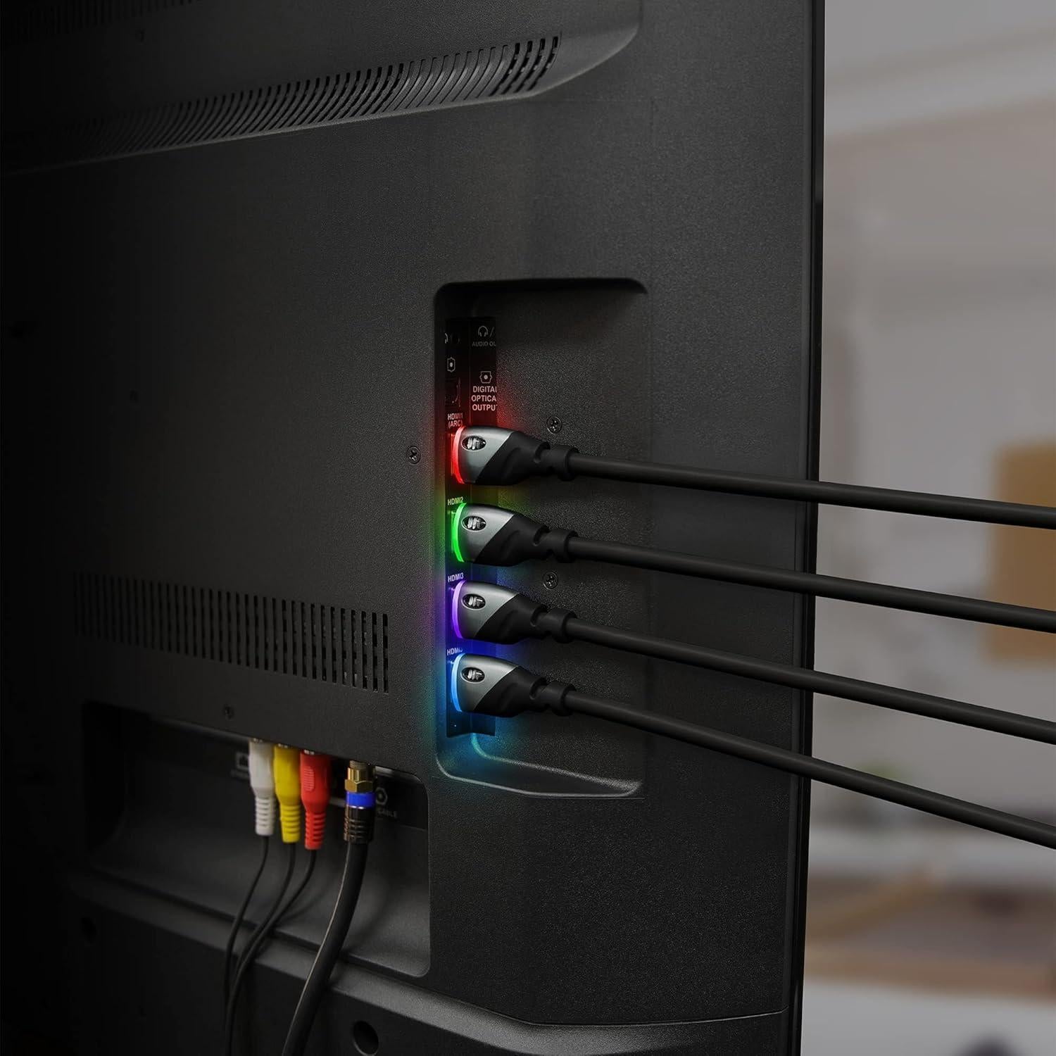 Cable HDMI Monster 1.83m 4K HDR con luz LED - Paquete de 4