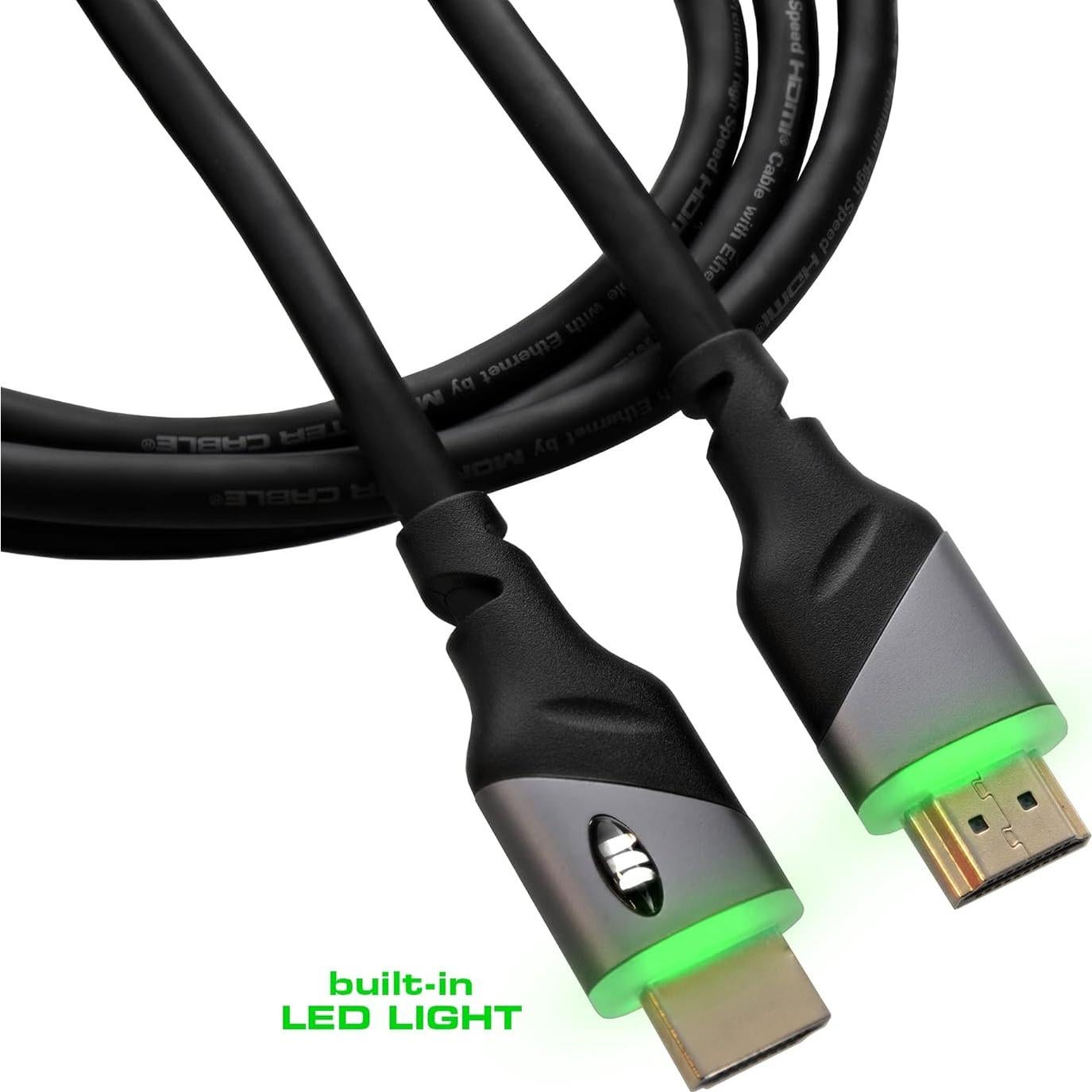 Cable HDMI Monster 1.83m 4K HDR con luz LED - Paquete de 4