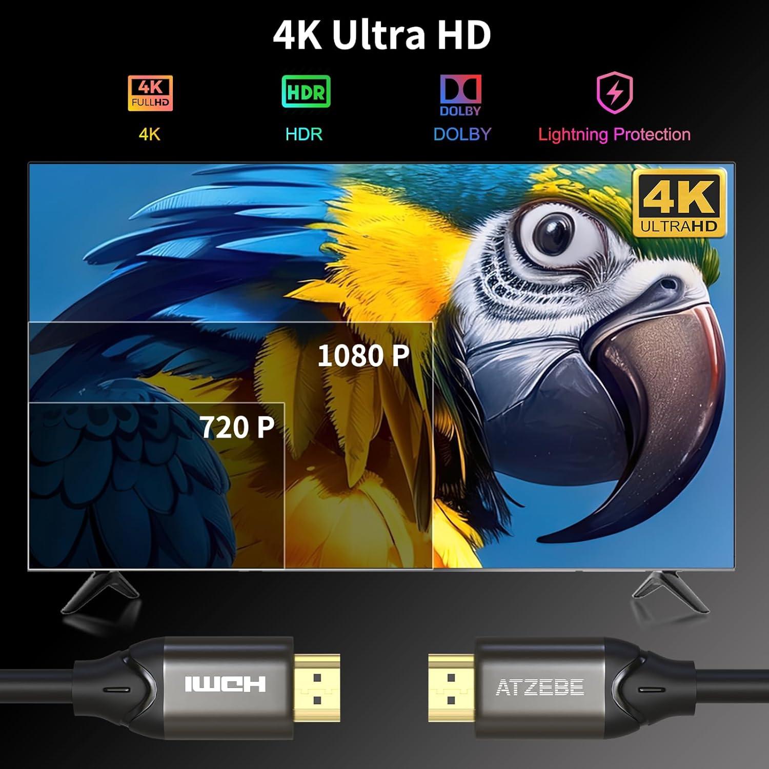 Cable HDMI 9.14 m ATZEBE 4K 60Hz Ultra Alta Velocidad