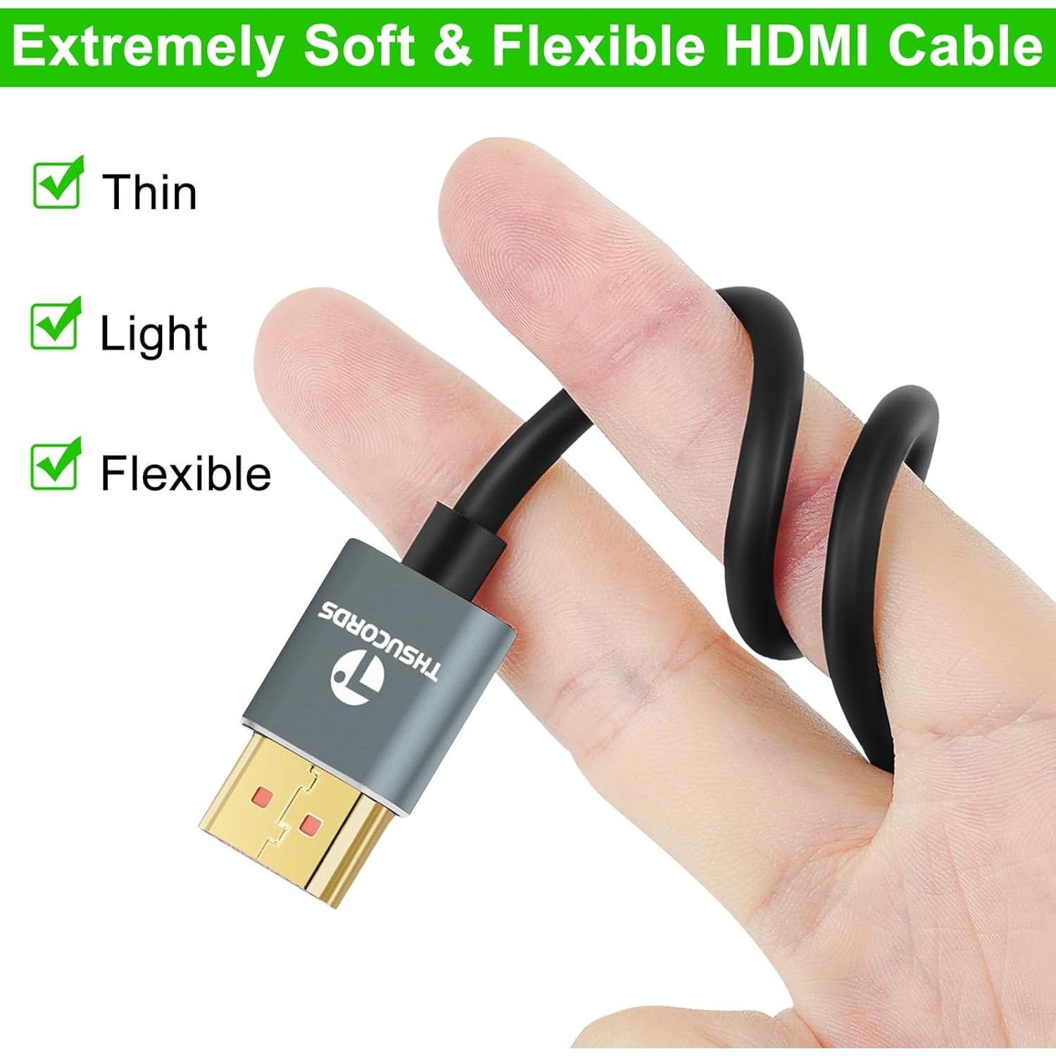 Cables HDMI 2.1 Ultra Delgado Jinglong 8K 4.57m 2 Paquete