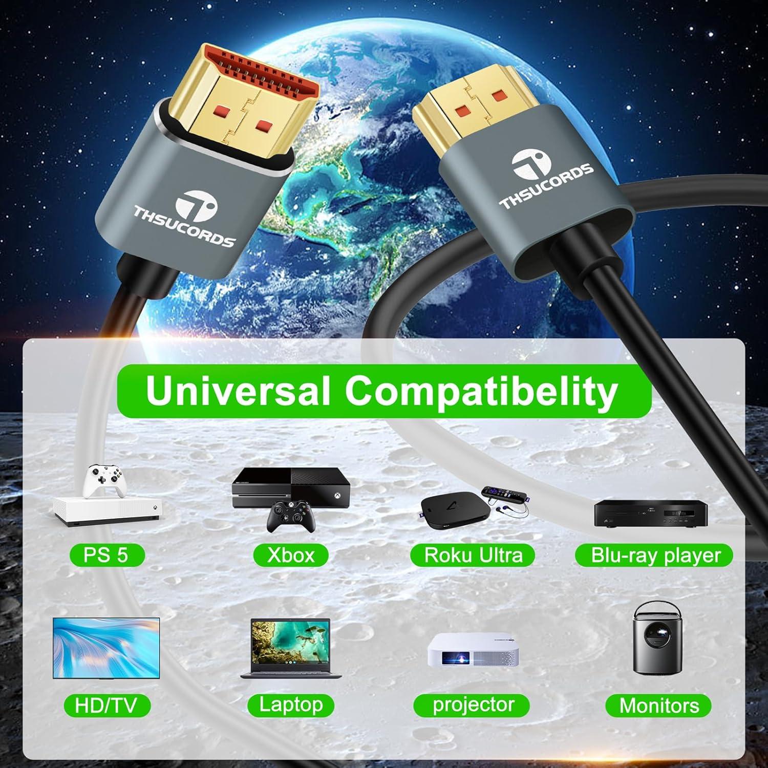 Cables HDMI 2.1 Ultra Delgado Jinglong 8K 4.57m 2 Paquete