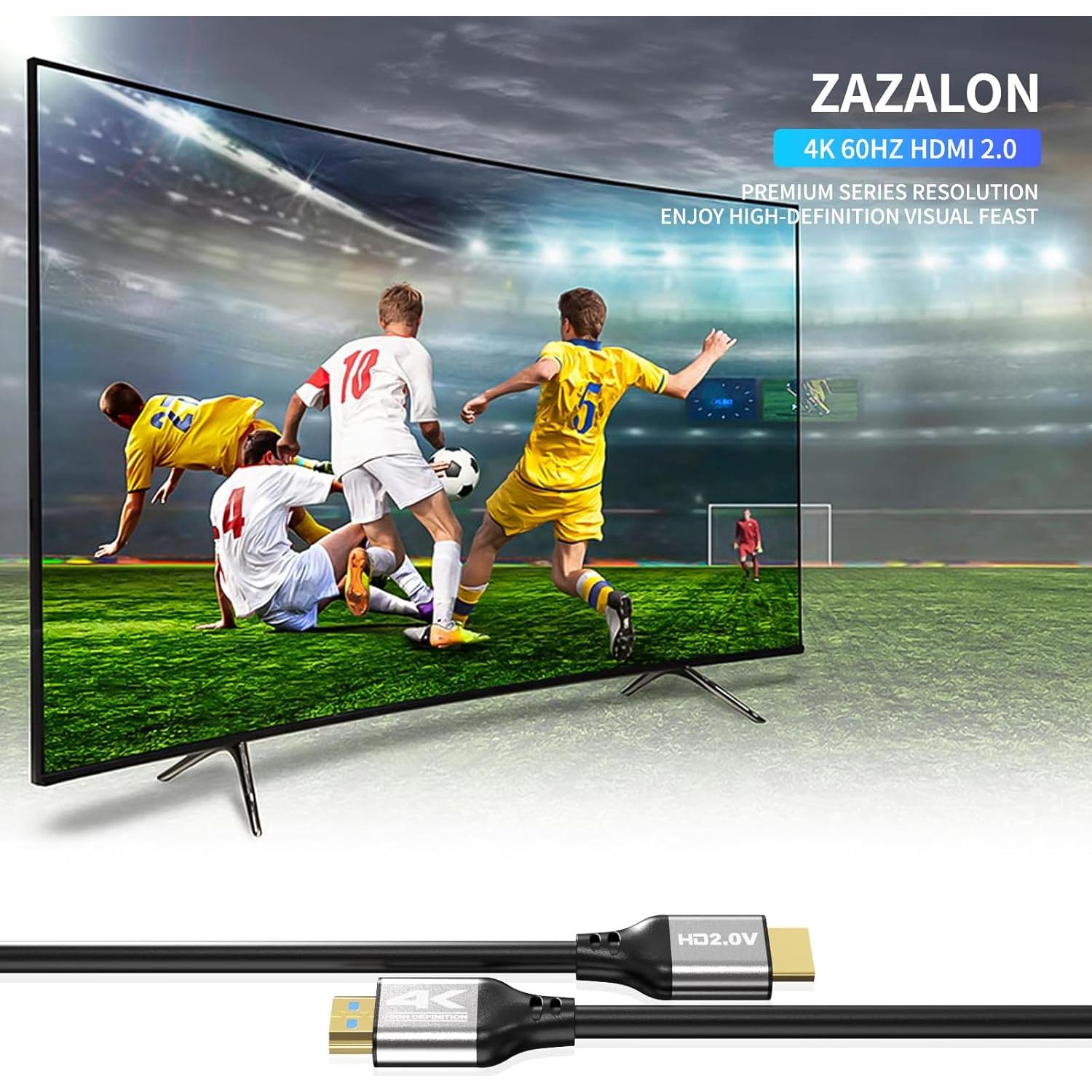 Cable HDMI 4K 15.24 m Zazalon 2.0 Alta Velocidad 60Hz