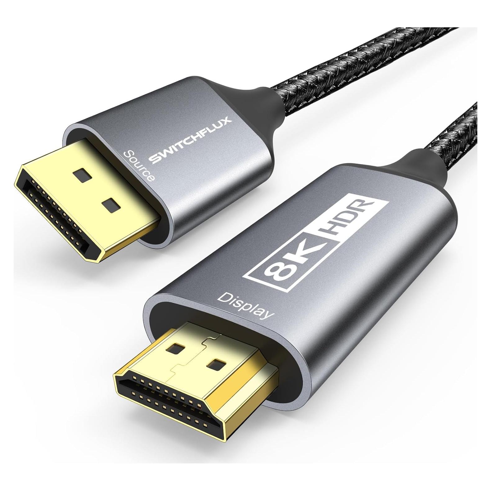 Cable DisplayPort 1.4 a HDMI 2.1 SWITCHFLUX 3m 8K 60Hz