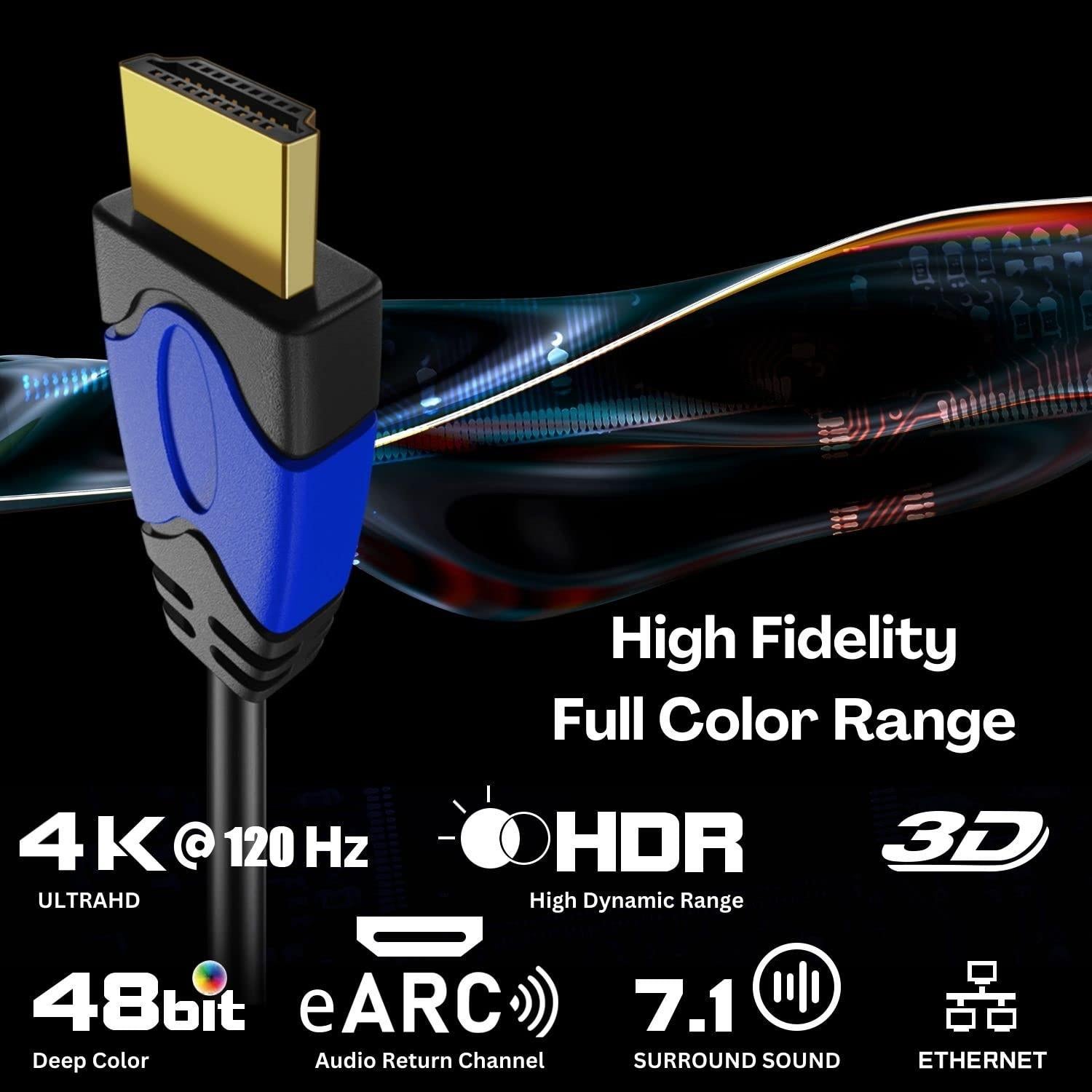 Cable HDMI 4K TNP 4.57m Ángulo Derecho 270 Grados 18Gbps
