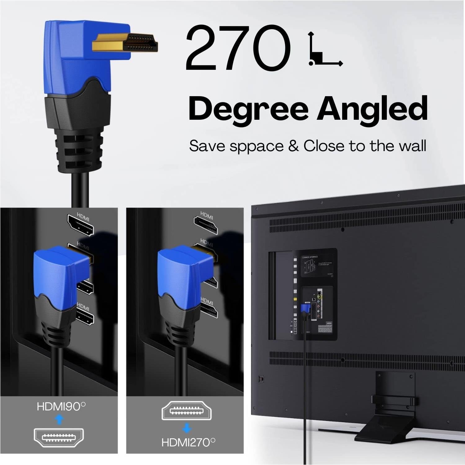 Cable HDMI 4K TNP 4.57m Ángulo Derecho 270 Grados 18Gbps