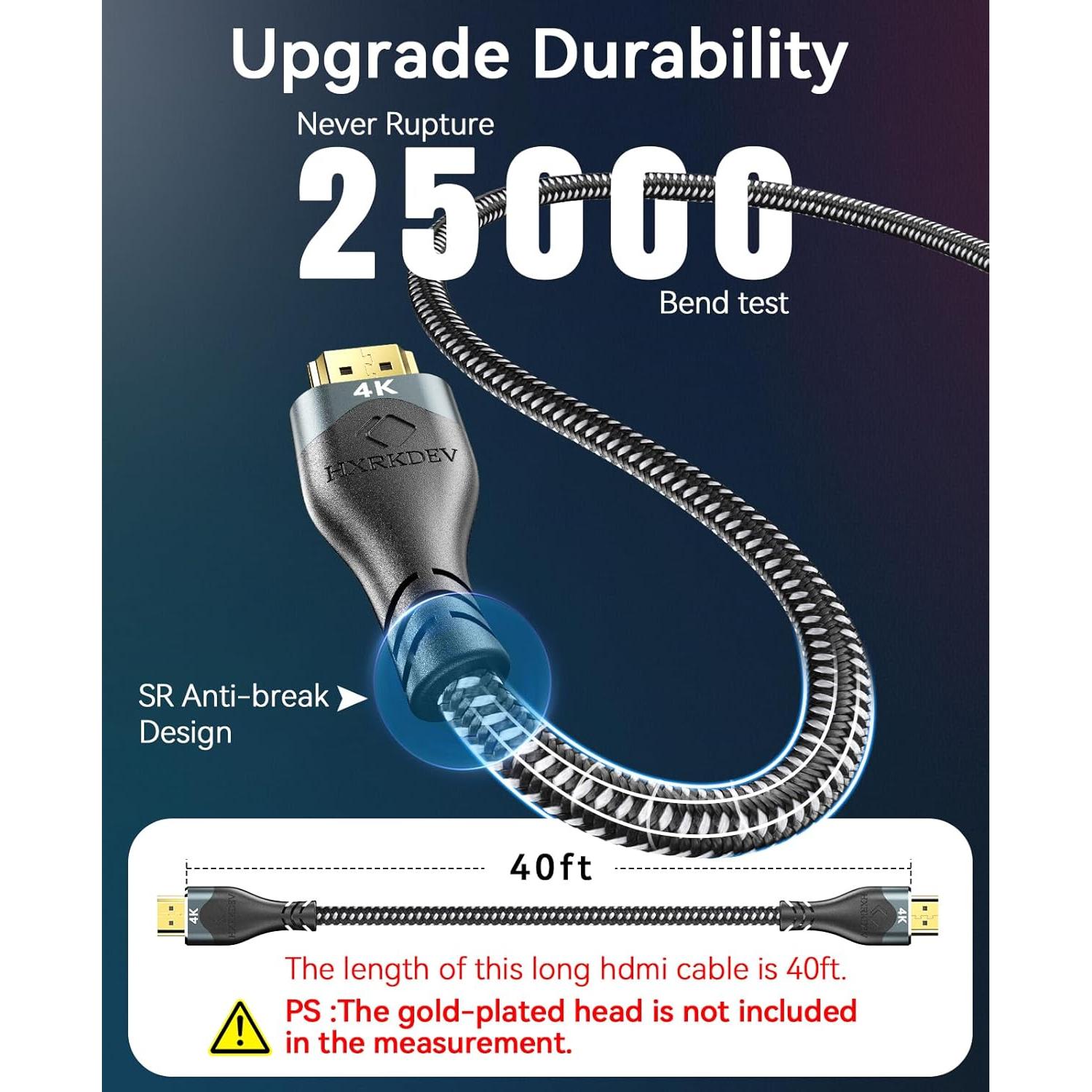 Cable HDMI 4K 12.19m HXRKDEV Ultra Alta Velocidad 2.0