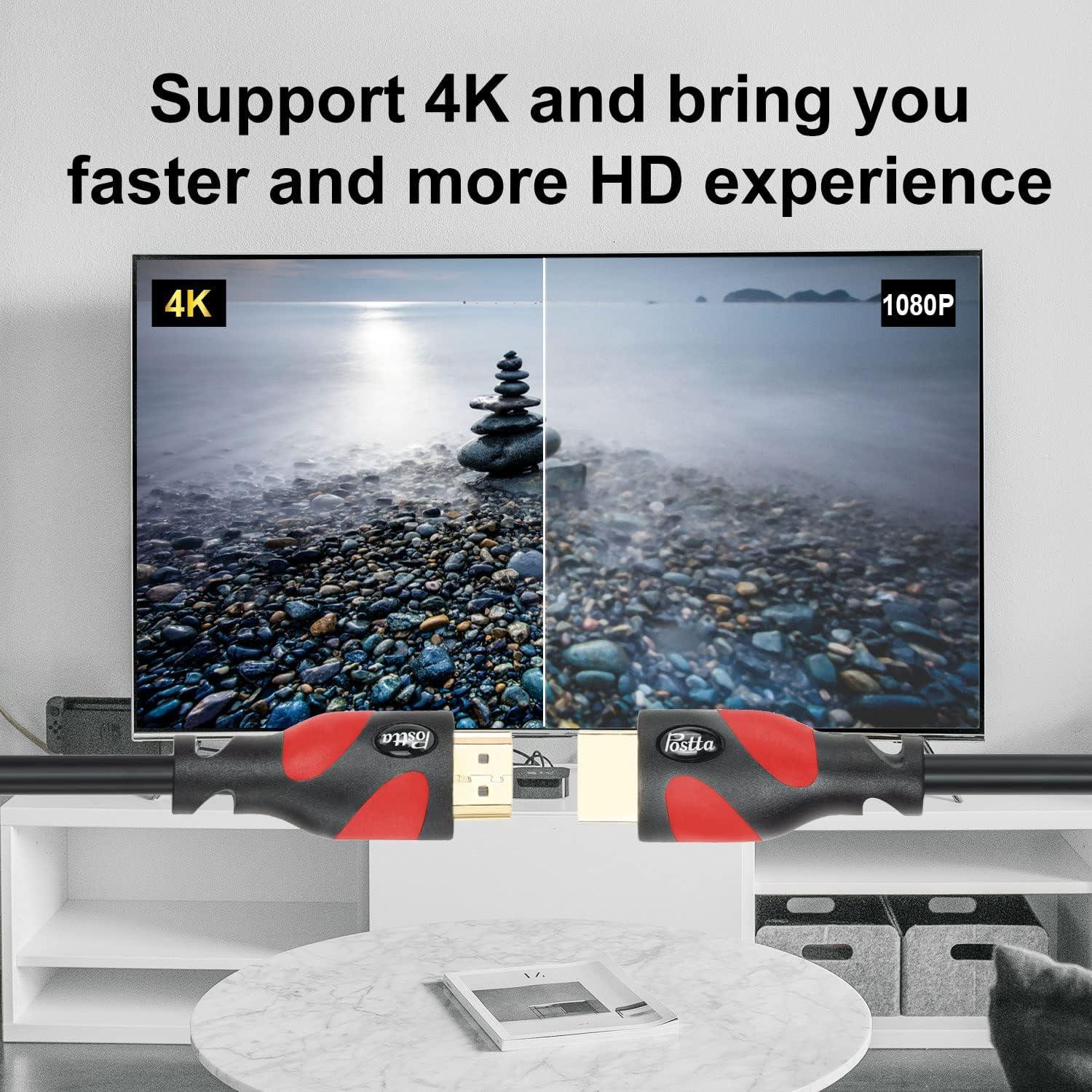 Cable HDMI Postta 15.24m Rojo 2.0 4K 18Gbps Audio y Ethernet