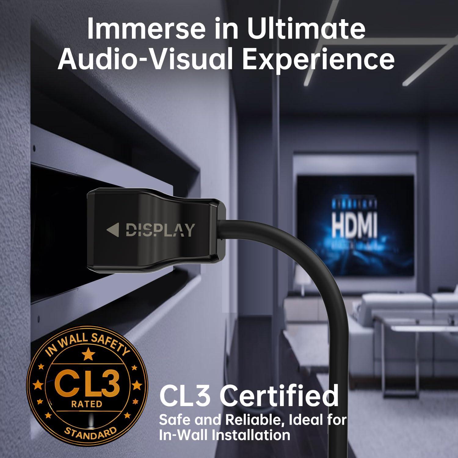 Cable HDMI 8K de fibra óptica YSerendept 5m 48Gbps CL3